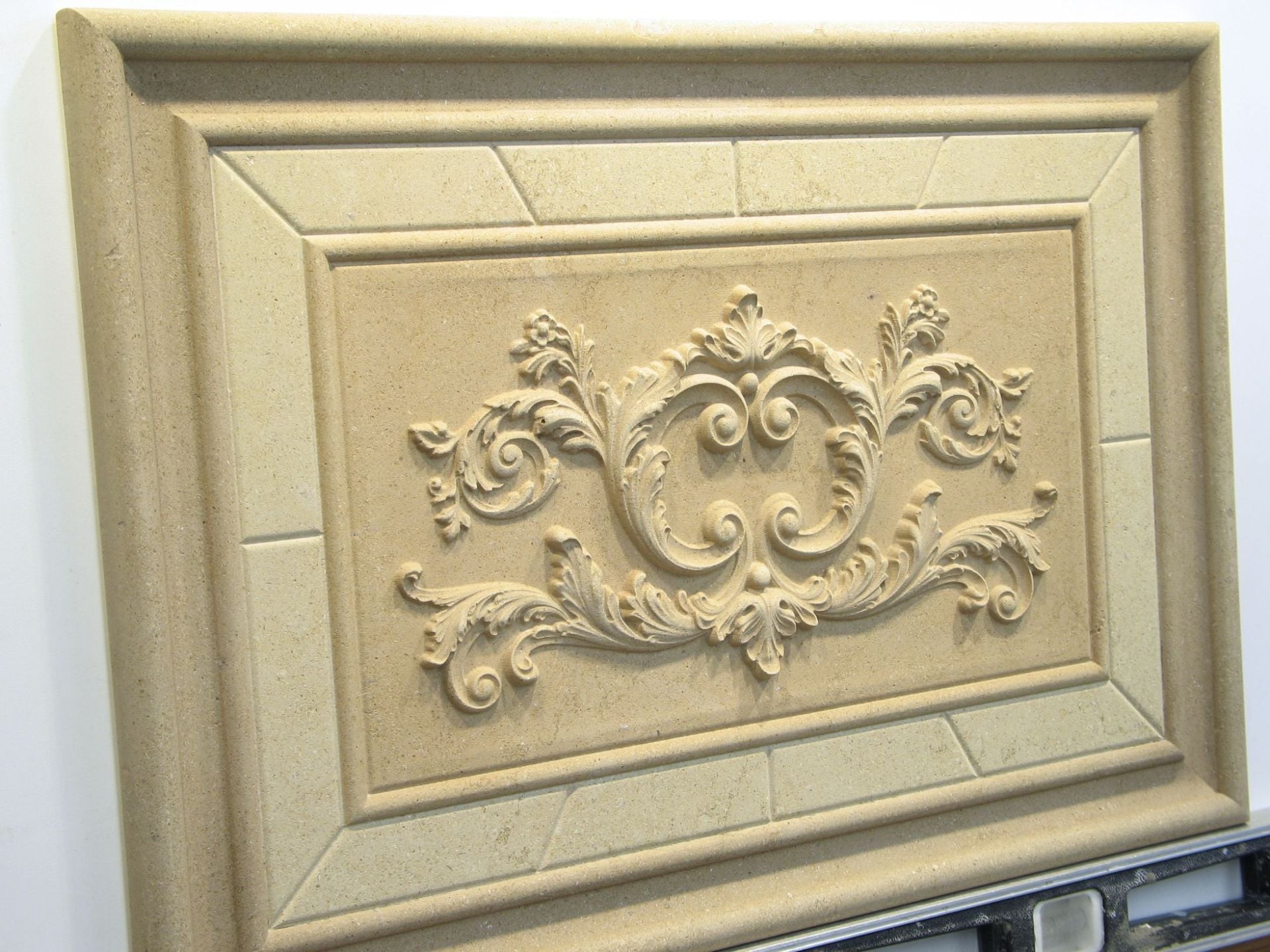 Classic Carved Limestone Decorative 16" x 23" Relief Backsplash Insert Tile 2
