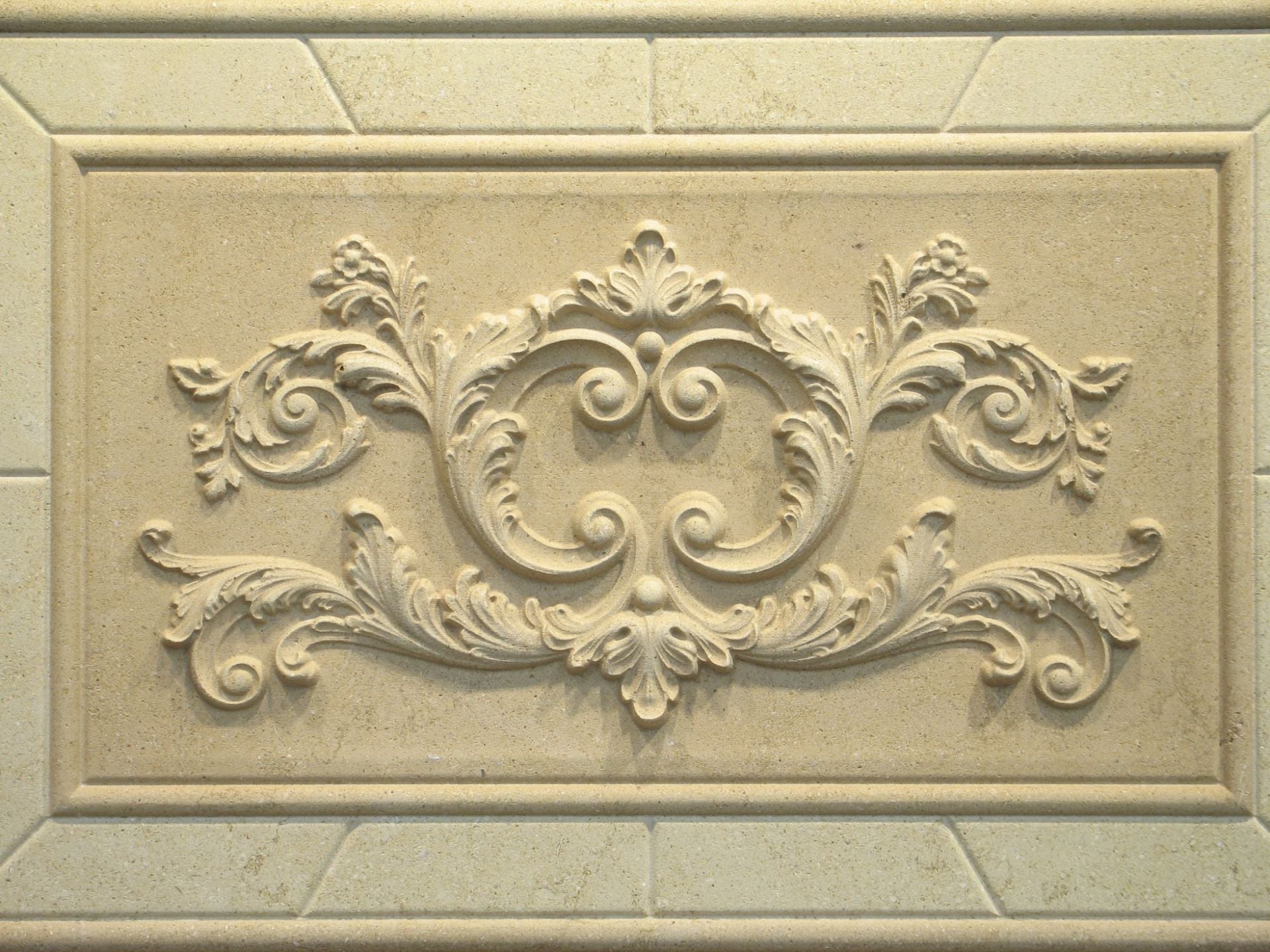 Classic Carved Limestone Decorative 16" x 23" Relief Backsplash Insert Tile 3