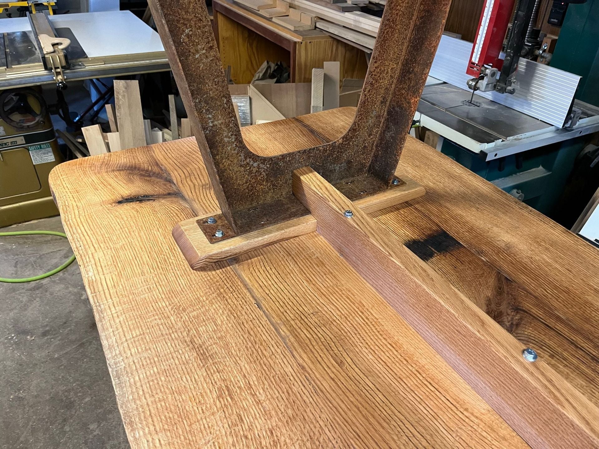 Quarter Sawn White Oak and Patina Steel Table 4 