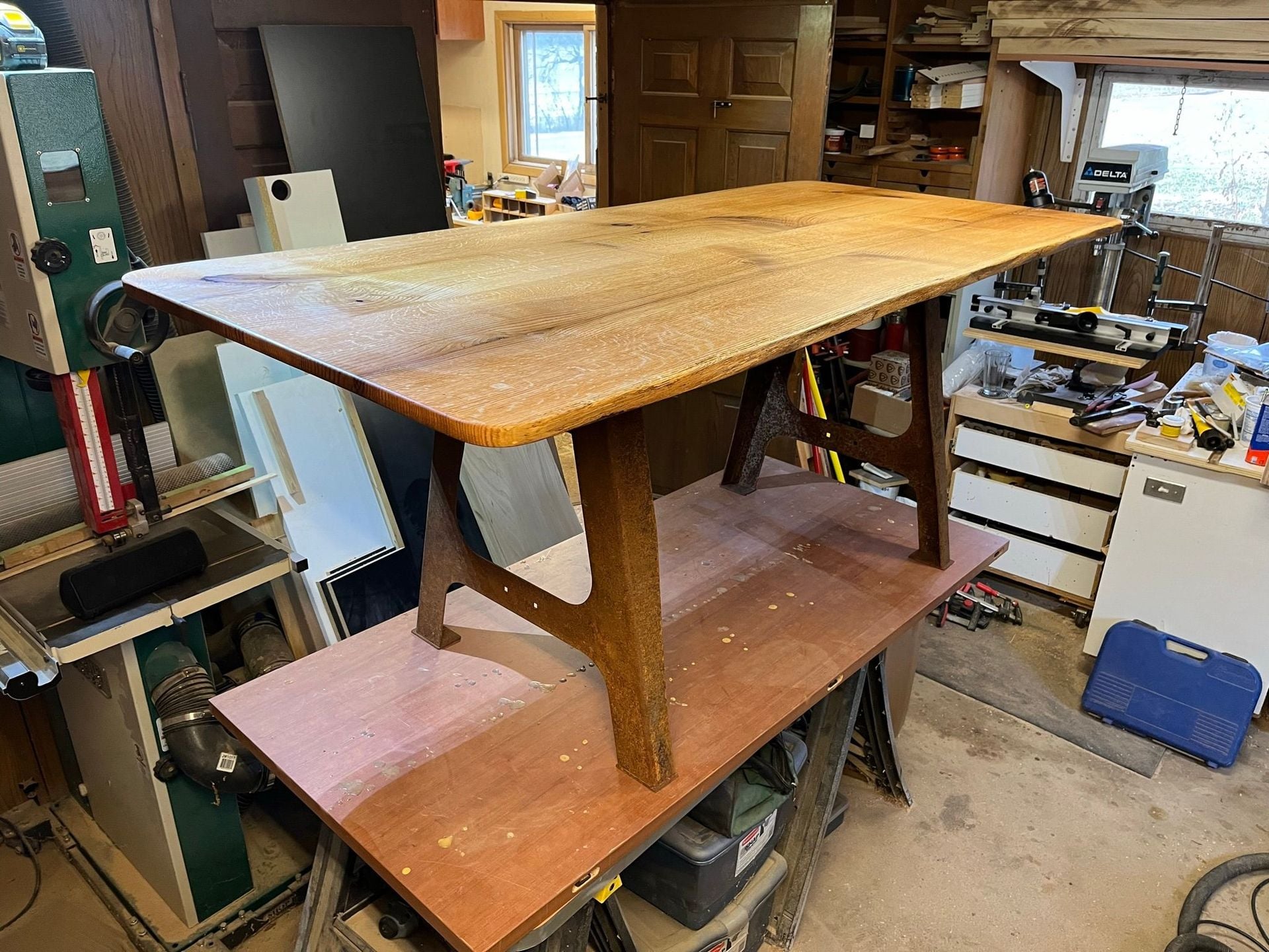 Quarter Sawn White Oak and Patina Steel Table 2 