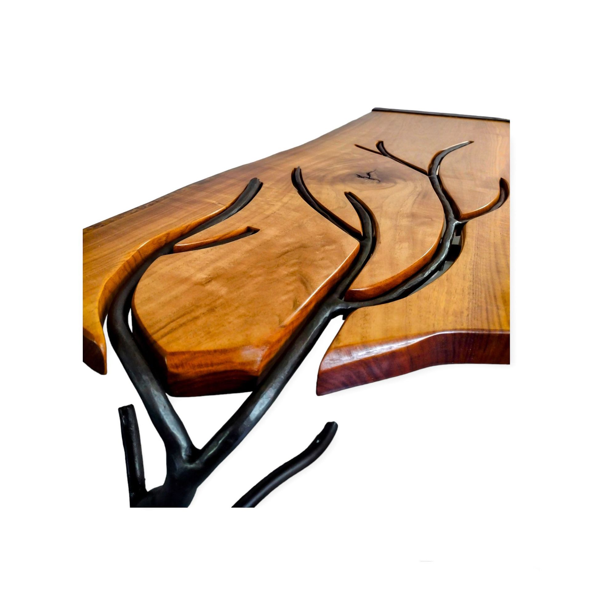 Hand Forged Wrought Iron and Japanese Maple Coffee Table 2