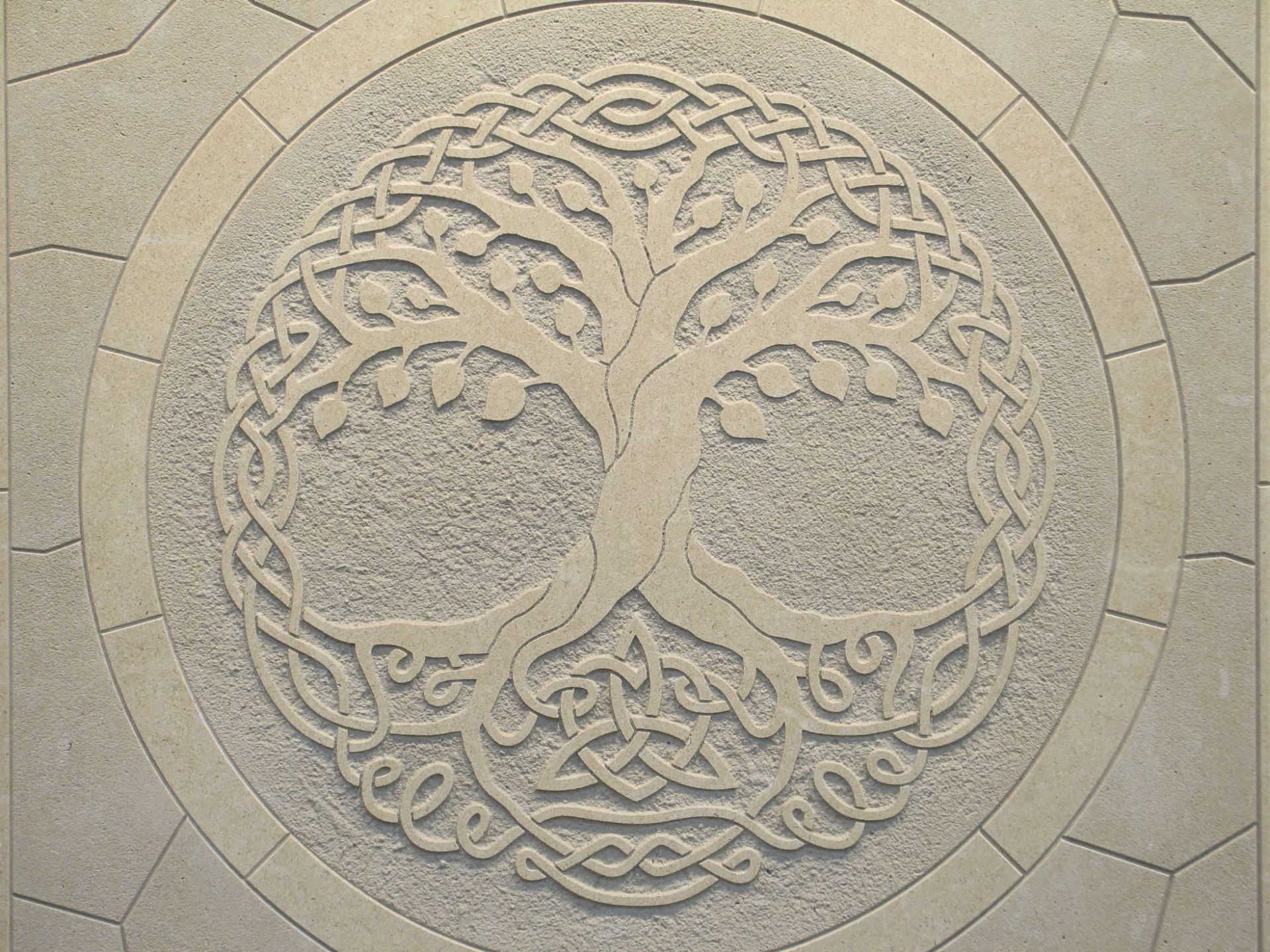 Tree Of Life Limestone Decorative 18" x 18" Decorative Tile 2 
