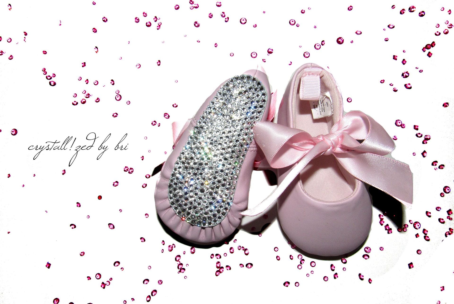 Custom Crystallized Baby Booties Christening Crib Shoes Bling Genuine European Crystals Bedazzled 4
