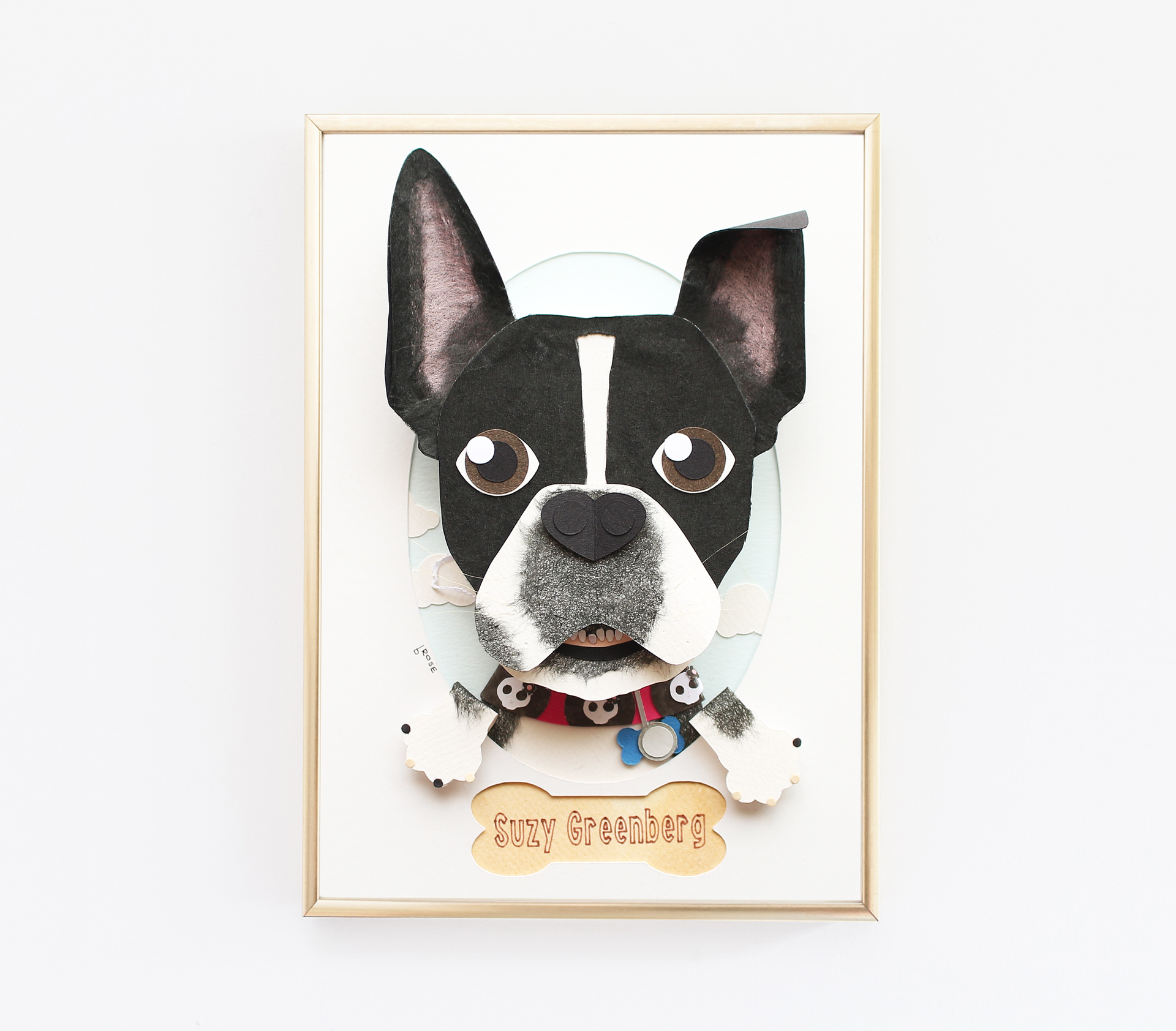 Custom Dog Portrait Made From Paper 5 X 7