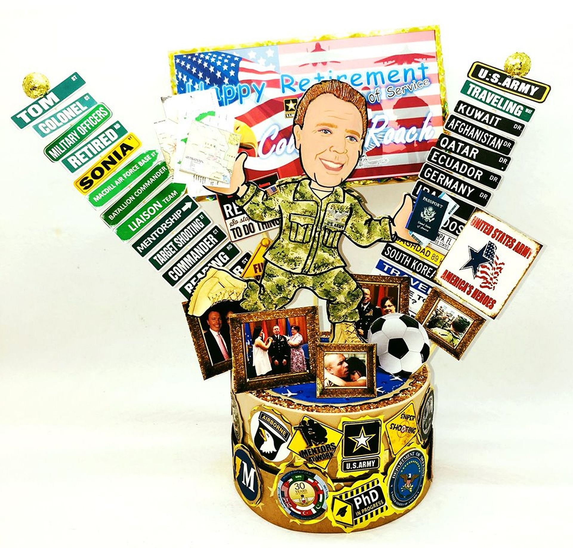 Military Officer Cake Topper, Us Army Officer Grad Or Retirement Centerpiece 2