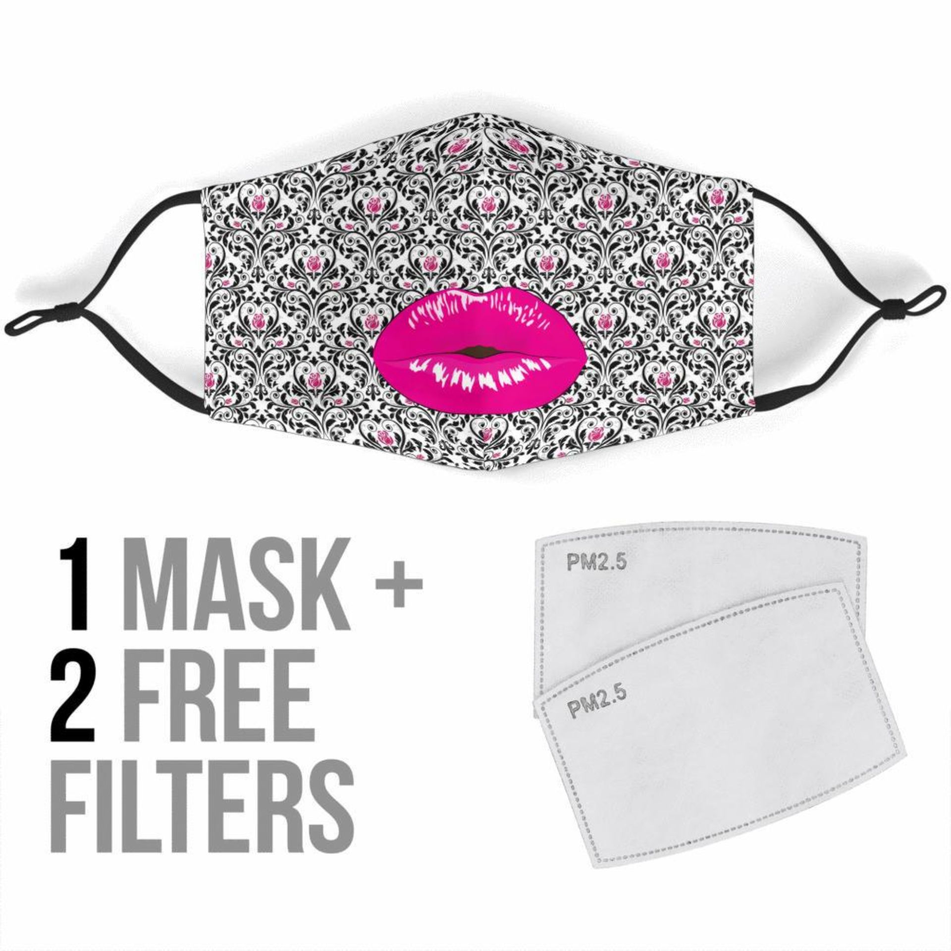 Adult/Child Funny Lips Face Mask With 2 Free Filters Adjustible Straps Washable Reusable 3 