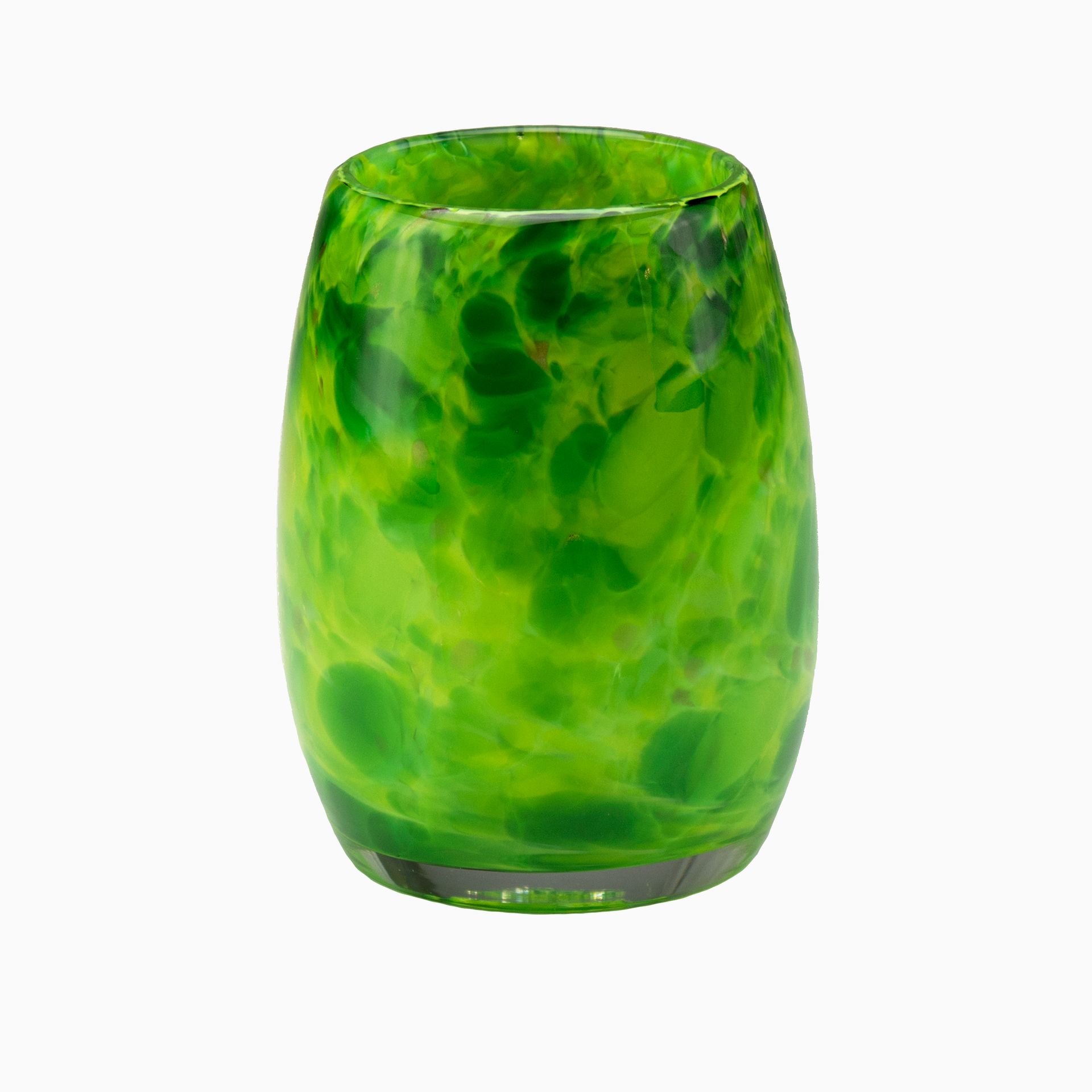 Votive Candle Holder. Hand Blown Art Glass Votive In Green.
