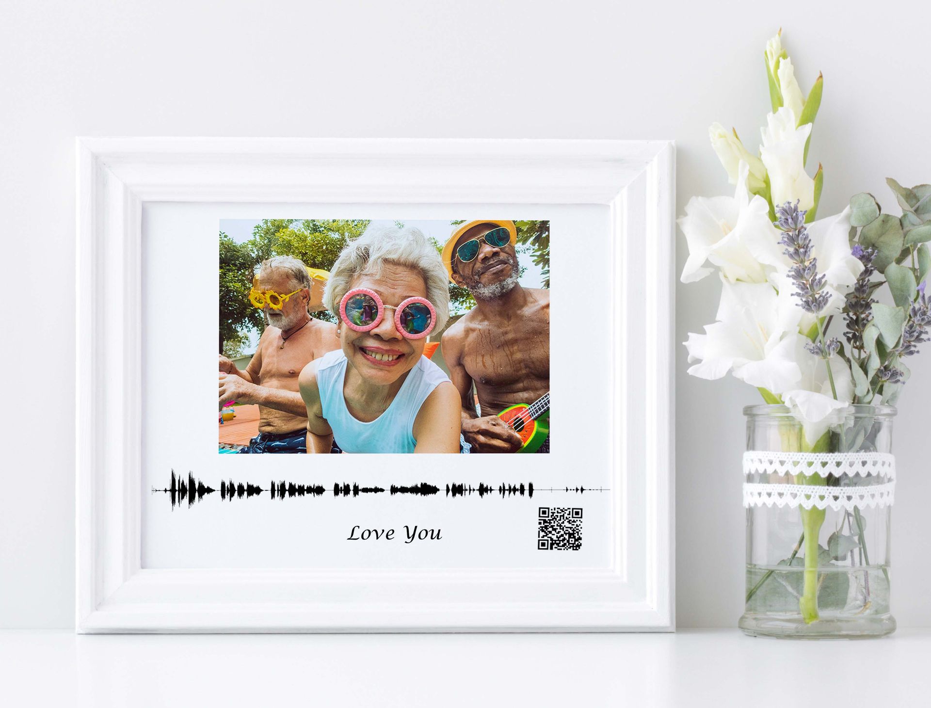 Voice Memorial Gift, Soundwave Art Qr Code, In Loving Memory, Photo Canvas Print 2