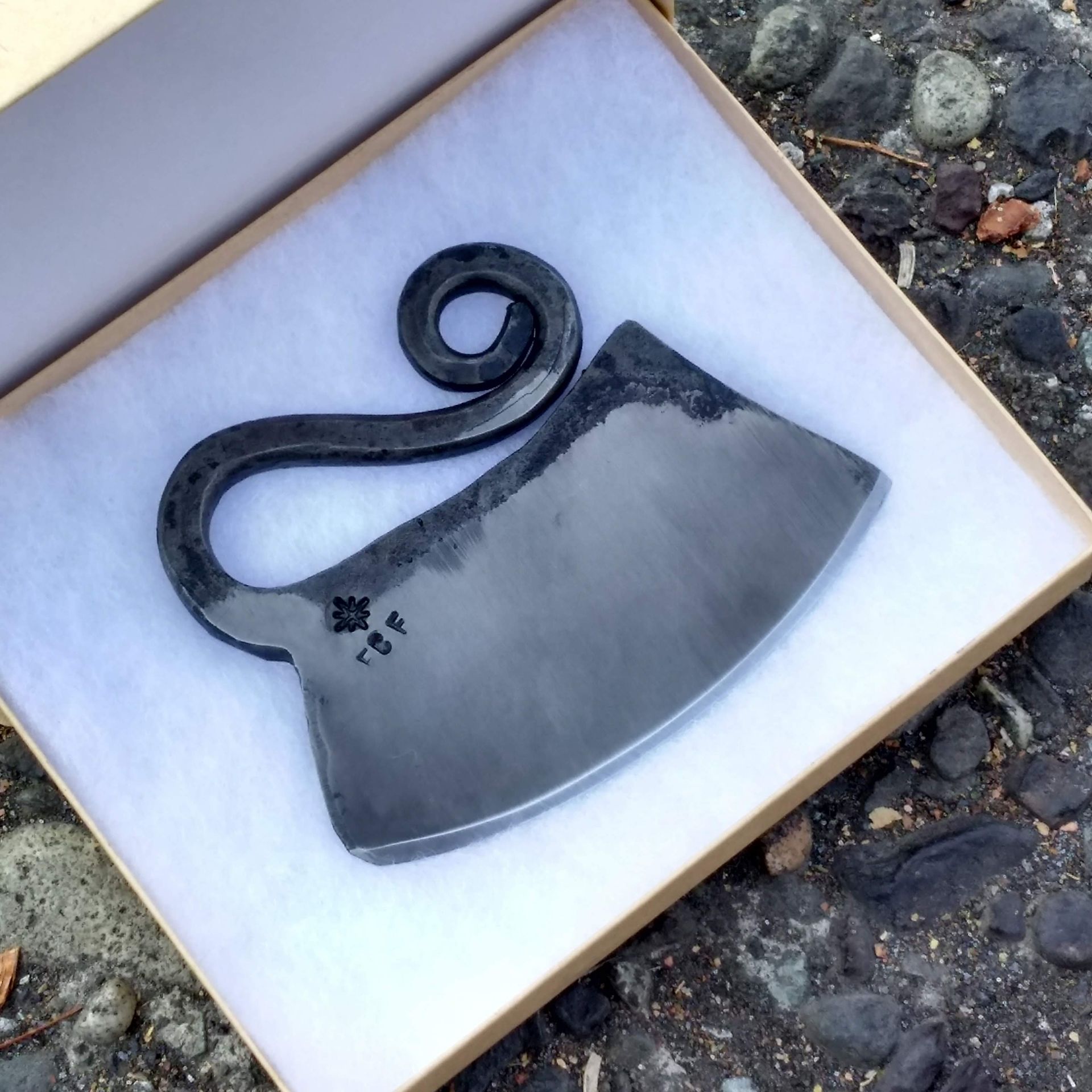Firecreekforge.Com Hand Forged Ulu Knife Herb Chopper Cheese Knife From Upcycled