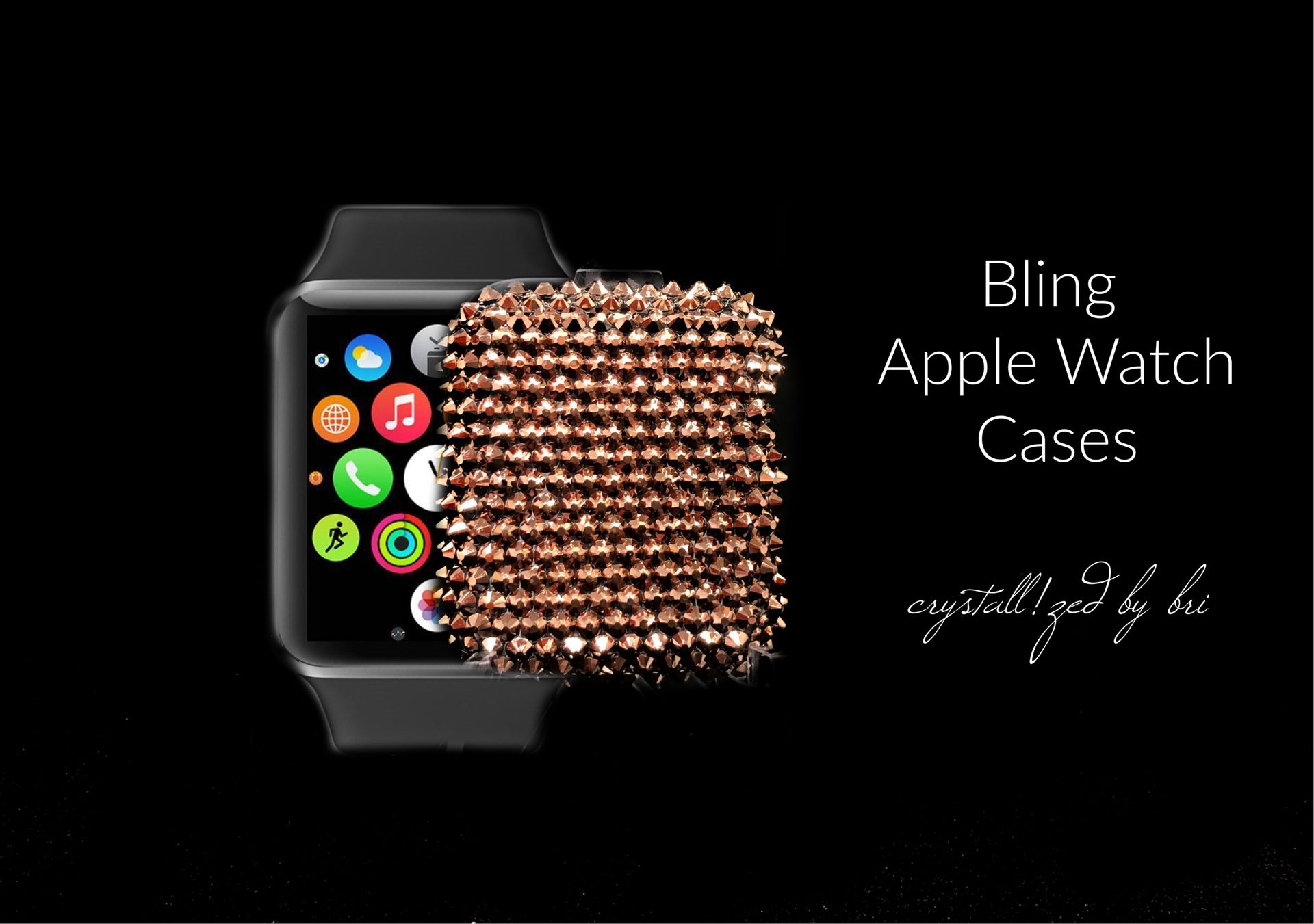 Crystallized Apple Watch Cover Tech Bling Genuine European Crystals Bedazzled Rose Gold 1