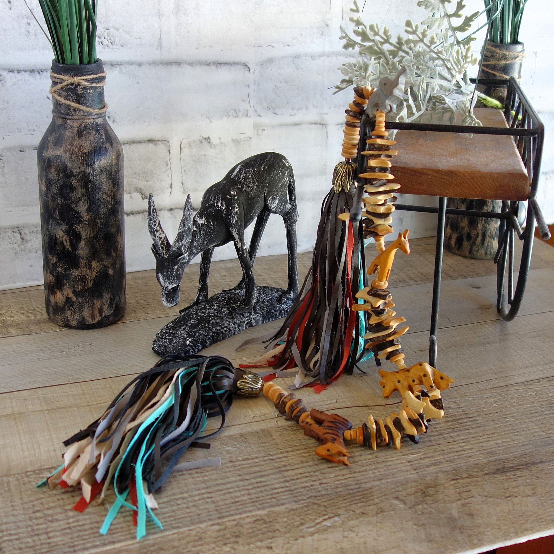 Safari Bead Tassel African Decor Bead Garland Animal Beads Tassle Tribal Decor 1 
