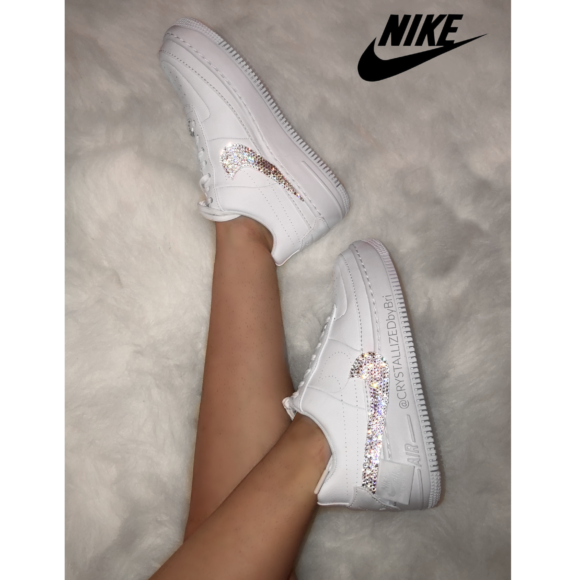 Nike Crystallized Air Force 1 Women's Sneakers Bling Genuine European Crystals Bedazzled 1