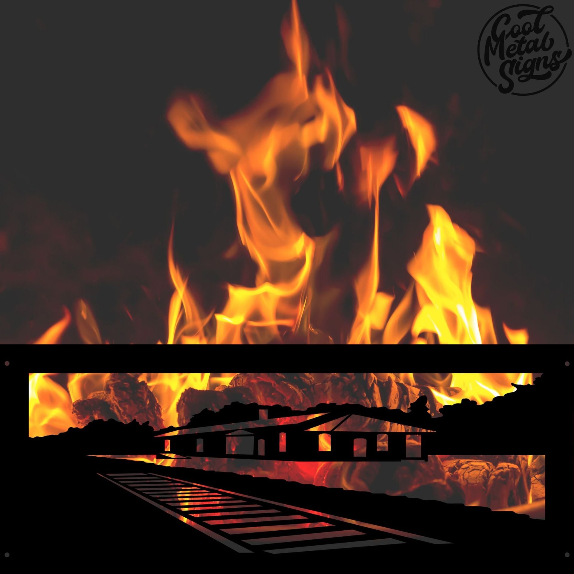 Personalized Train Scene Fire Pit Ring 3