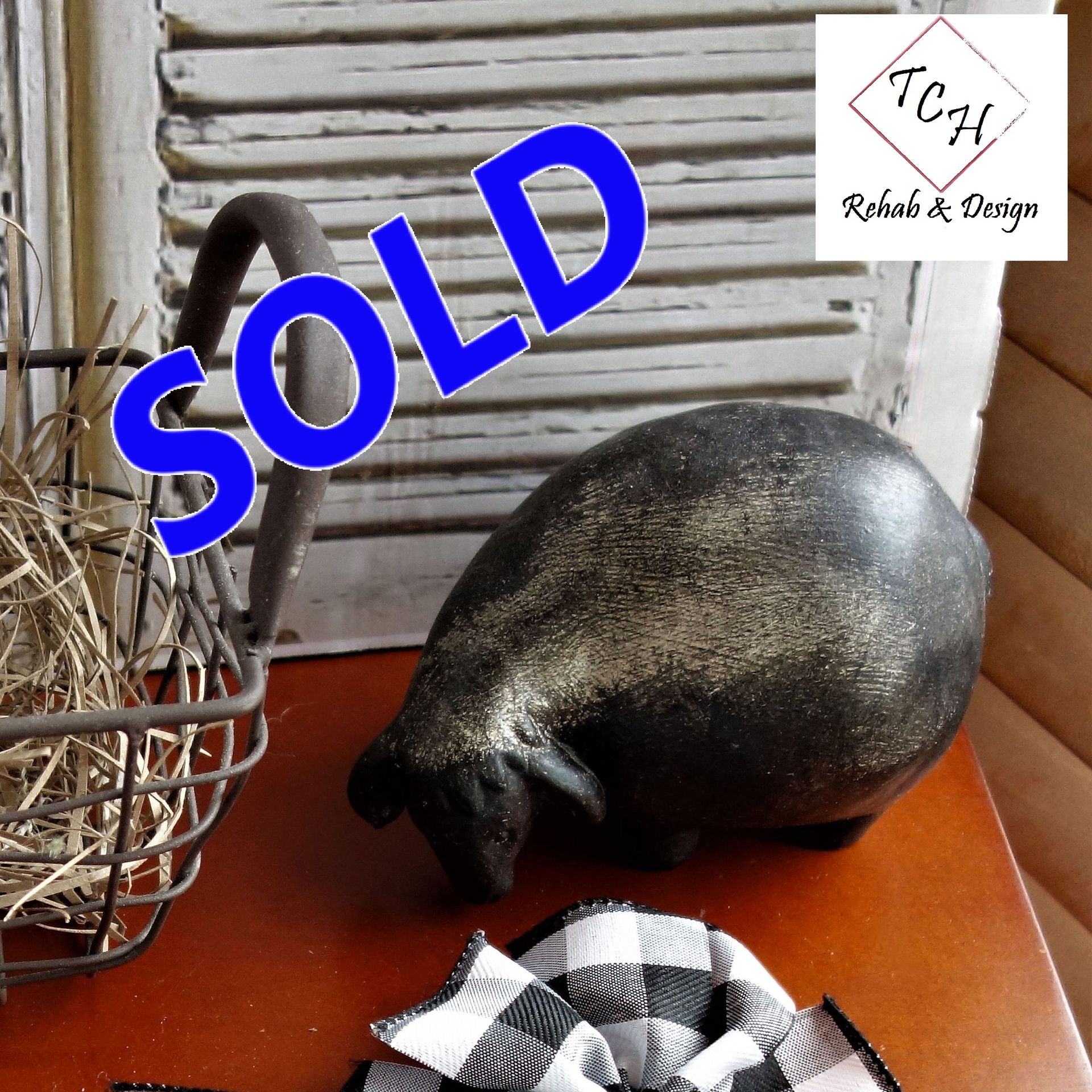 Rustic Black Sheep Figurine Primitive Sheep Farm Decor 1 