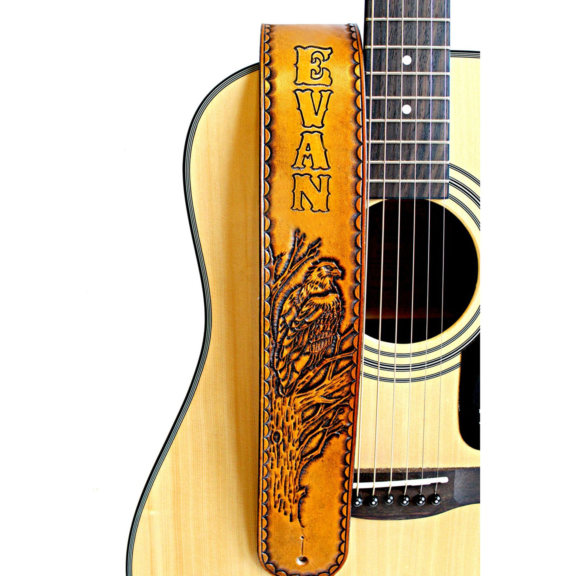 Personalized Eagle Leather Guitar Strap