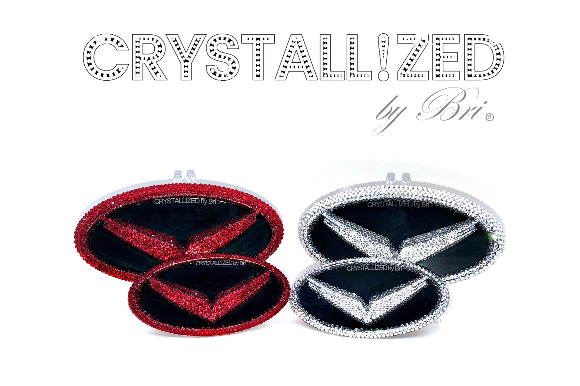 Hyundai Veloster Crystallized Car Front Emblem Bling Genuine European Crystals Bedazzled