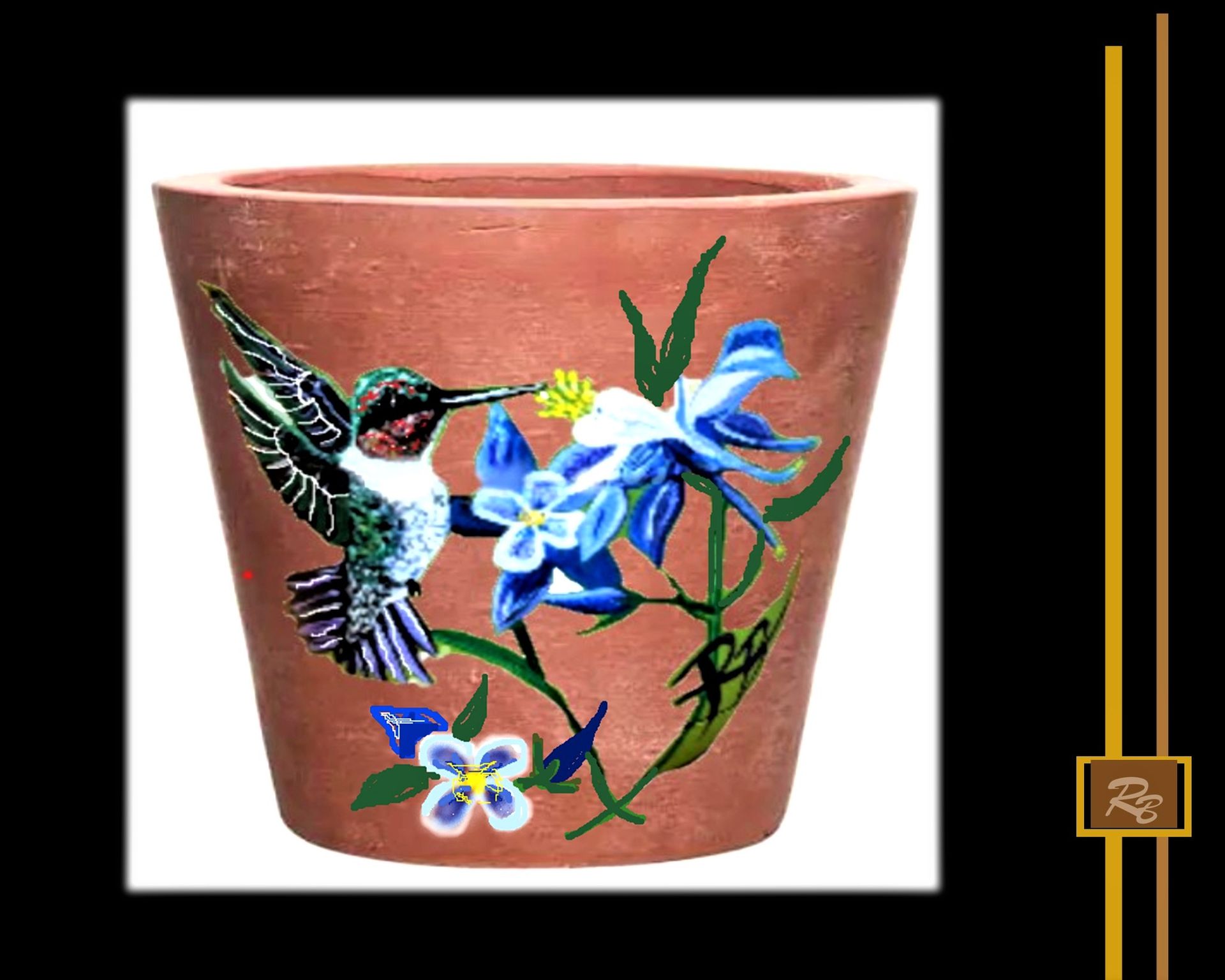 Flower Pots, Custom, Hand Painted, Eighth Anniversary, Pottery Anniversary, Pottery 2 