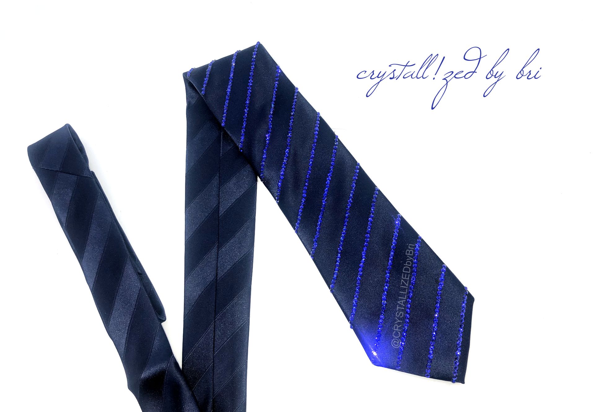 Crystallized Men's Tie Striped Bling Bedazzled Genuine European Crystals Bedazzled 4