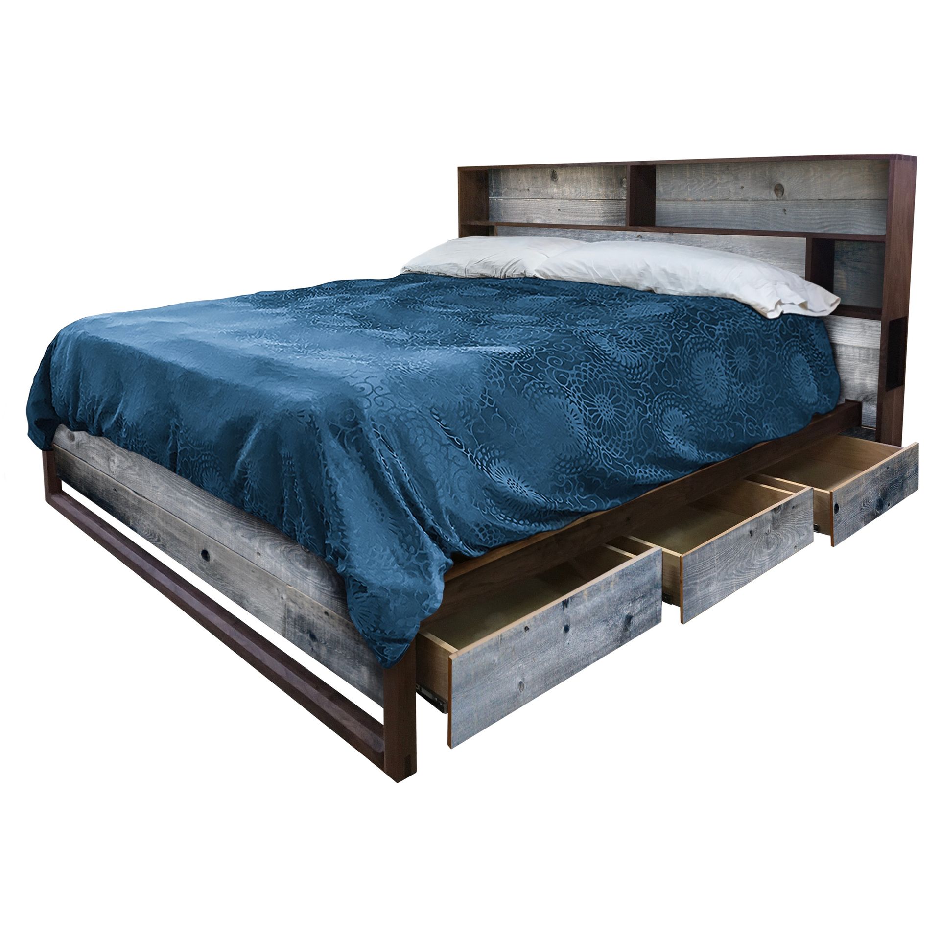 Wired Modern Storage Headboard And Platform Storage Bed