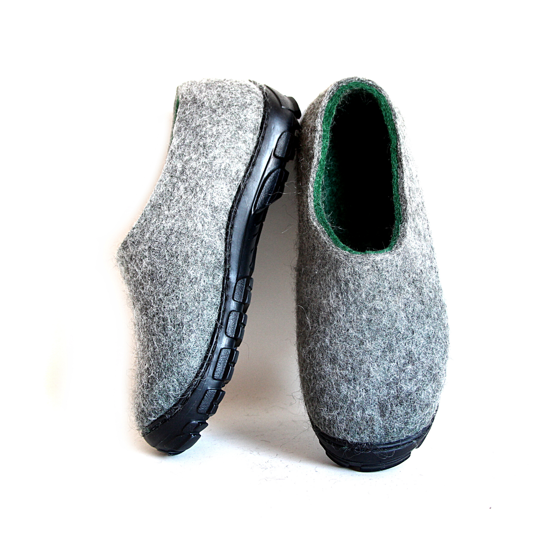 Mens Slip On Felted Shoes Gray Greenery 2