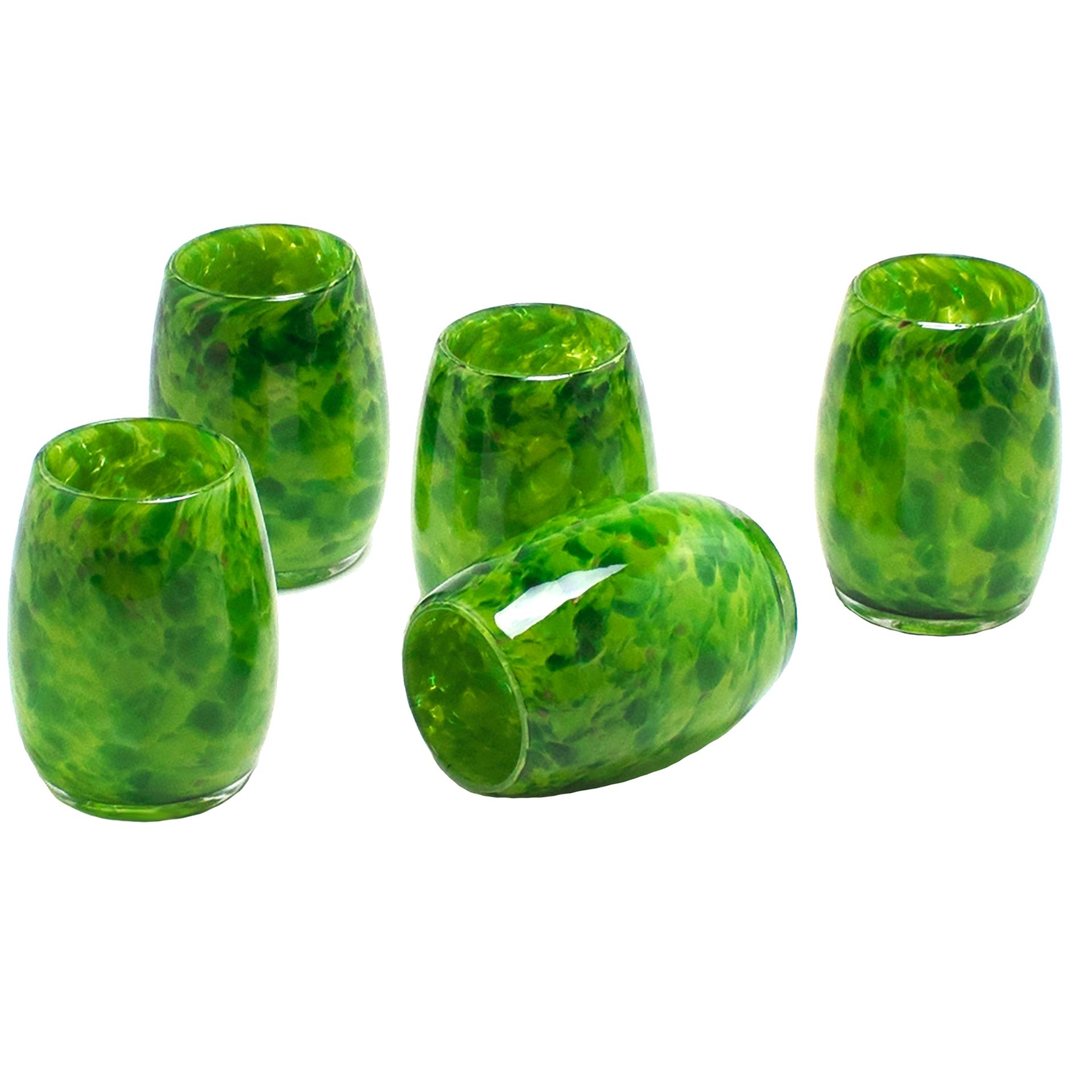 Votive Candle Holder. Hand Blown Art Glass Votive In Green. 3 