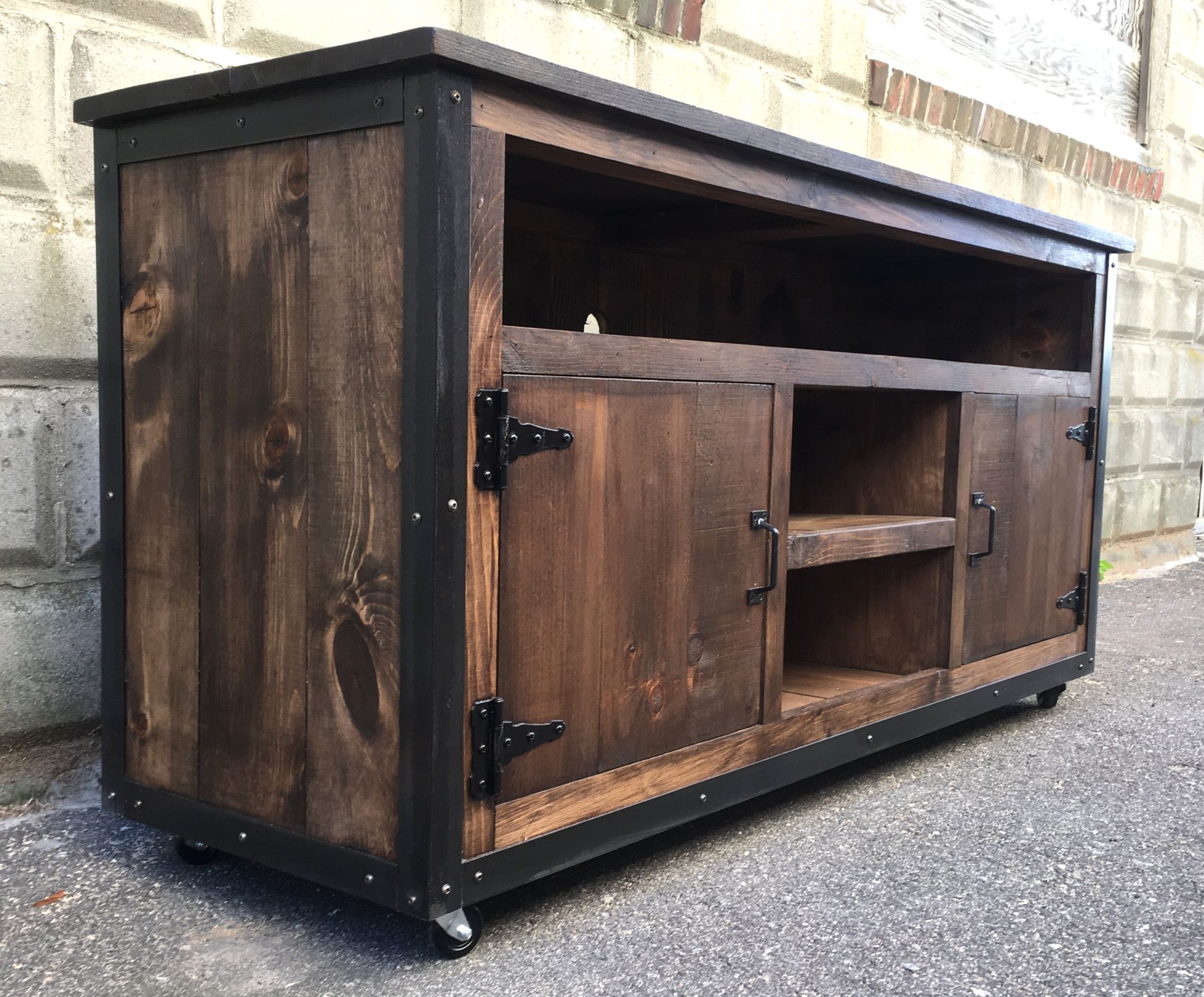 Rustic Industrial Barn Board / Reclaimed Wood Media Stand / Tv / Entertainment Stand 5 