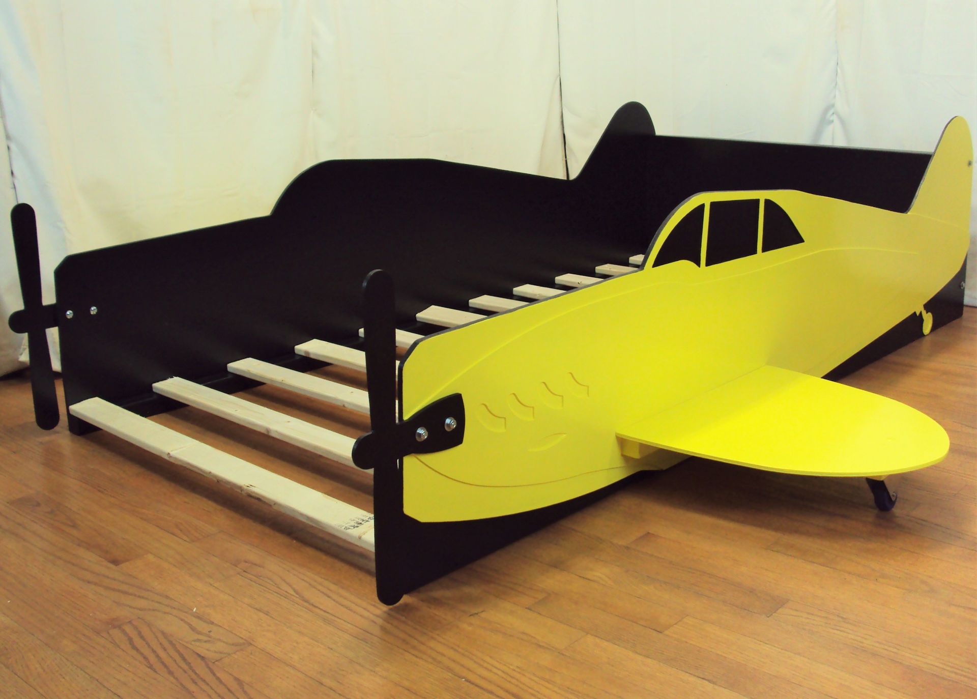 Aircraft Twin Kids Bed Frame - Handcrafted - Propeller Airplane Themed Children's Bedroom Furniture 6 