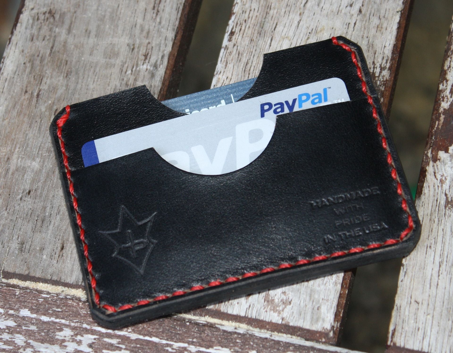 Handmade Leather Parvus Wallet Black Chromexcel Red W/ Money Band