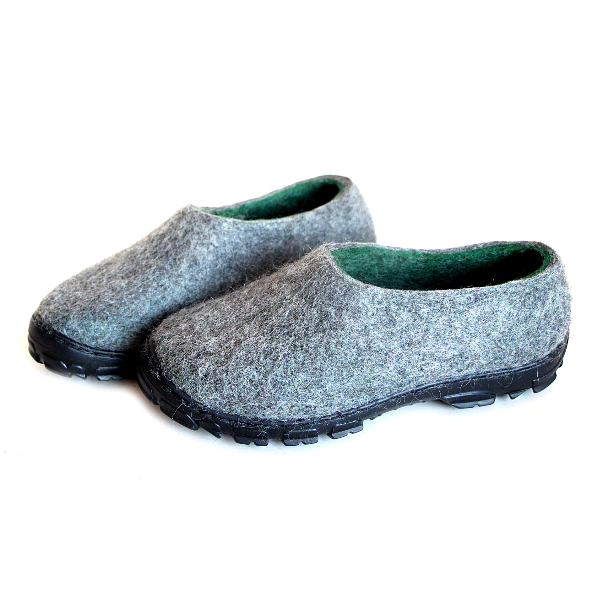 Mens Slip On Felted Shoes Gray Greenery