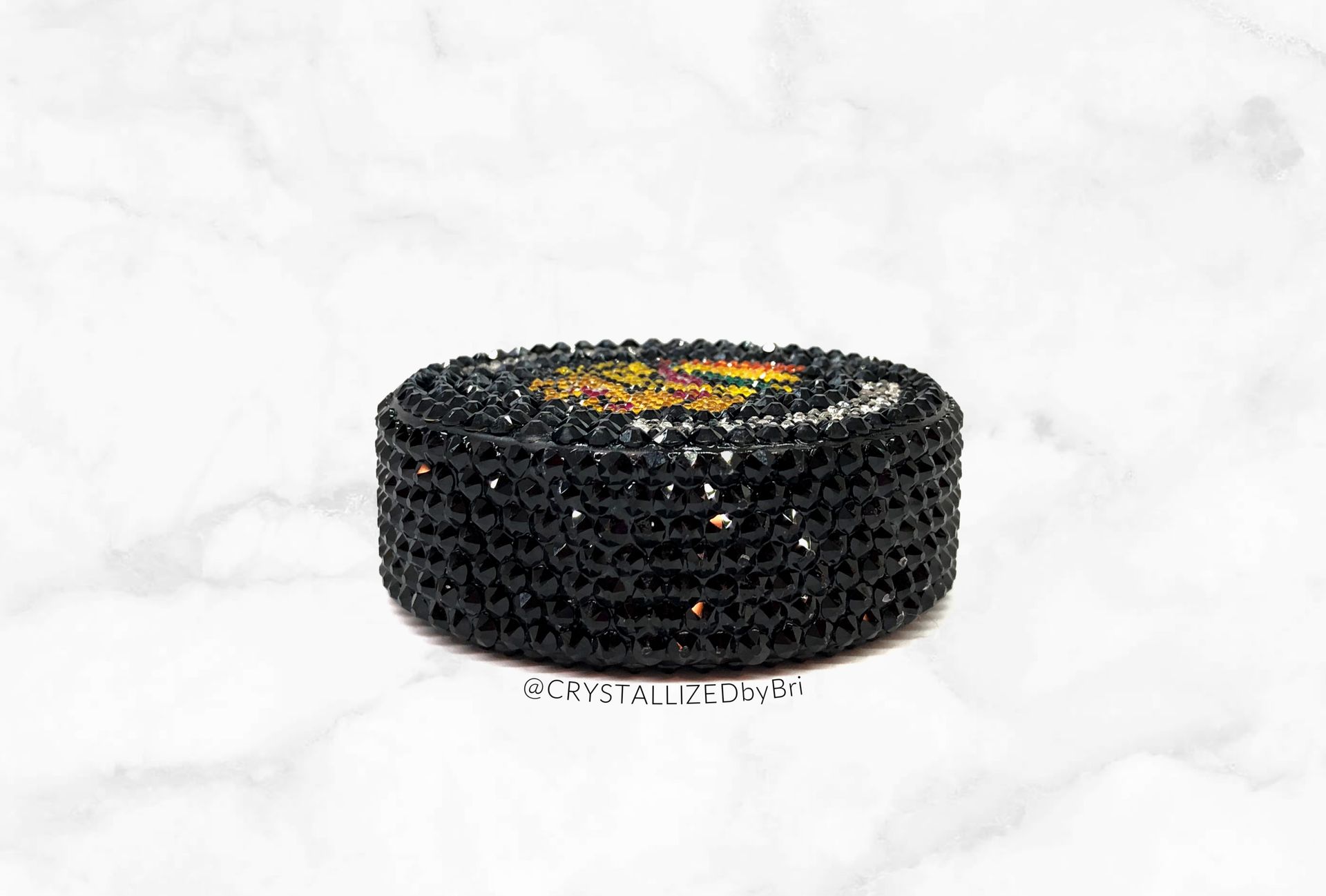 Any Team Crystallized Hockey Puck Nhl Sports Game Size Bling European Crystals Bedazzled Blackhawks