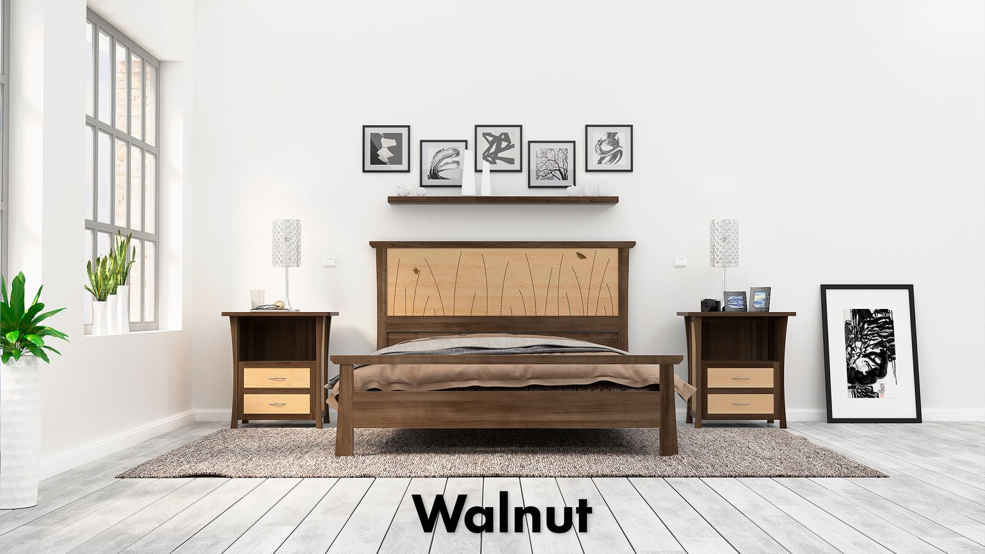Bed Frame Handmade In Cherry And Maple With Butterfly Inlay, "Butterfly Bed" 4 