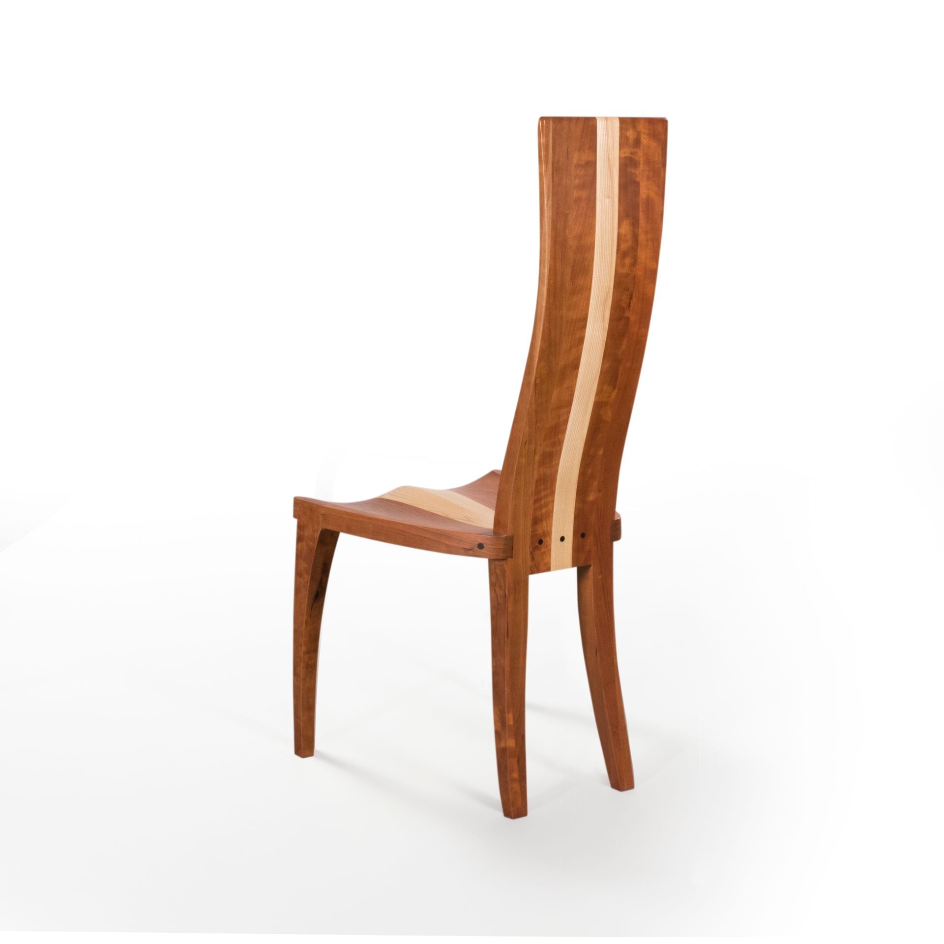 Handmade Dining Chair In Solid Walnut And Curly Maple Wood - Gazelle High Back
