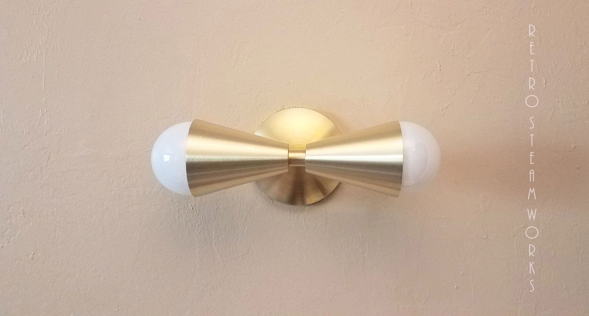 Modern Mid Century Wall Mount Light Raw Brass Cast Cones Loft Sconce Lamp 2 
