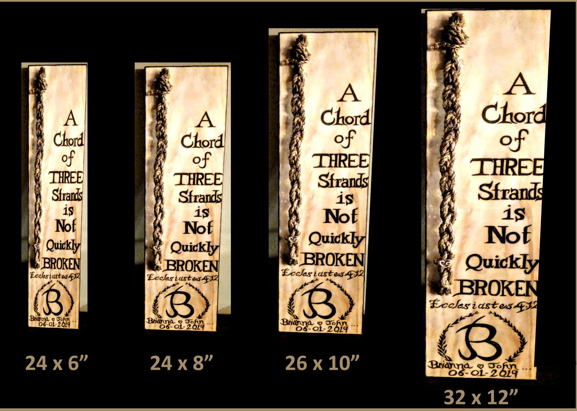 Cord Three Strands, Wedding Braid, Unity Ceremony,,Ecclesiastes 4:12, Unity
