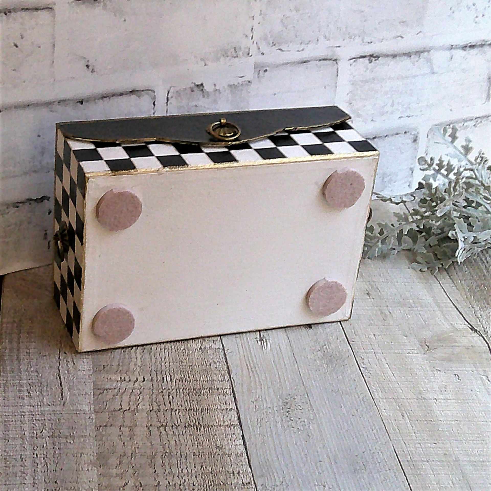 Whimsical Checks Decorative Box Hand Painted Checked Decor 2 