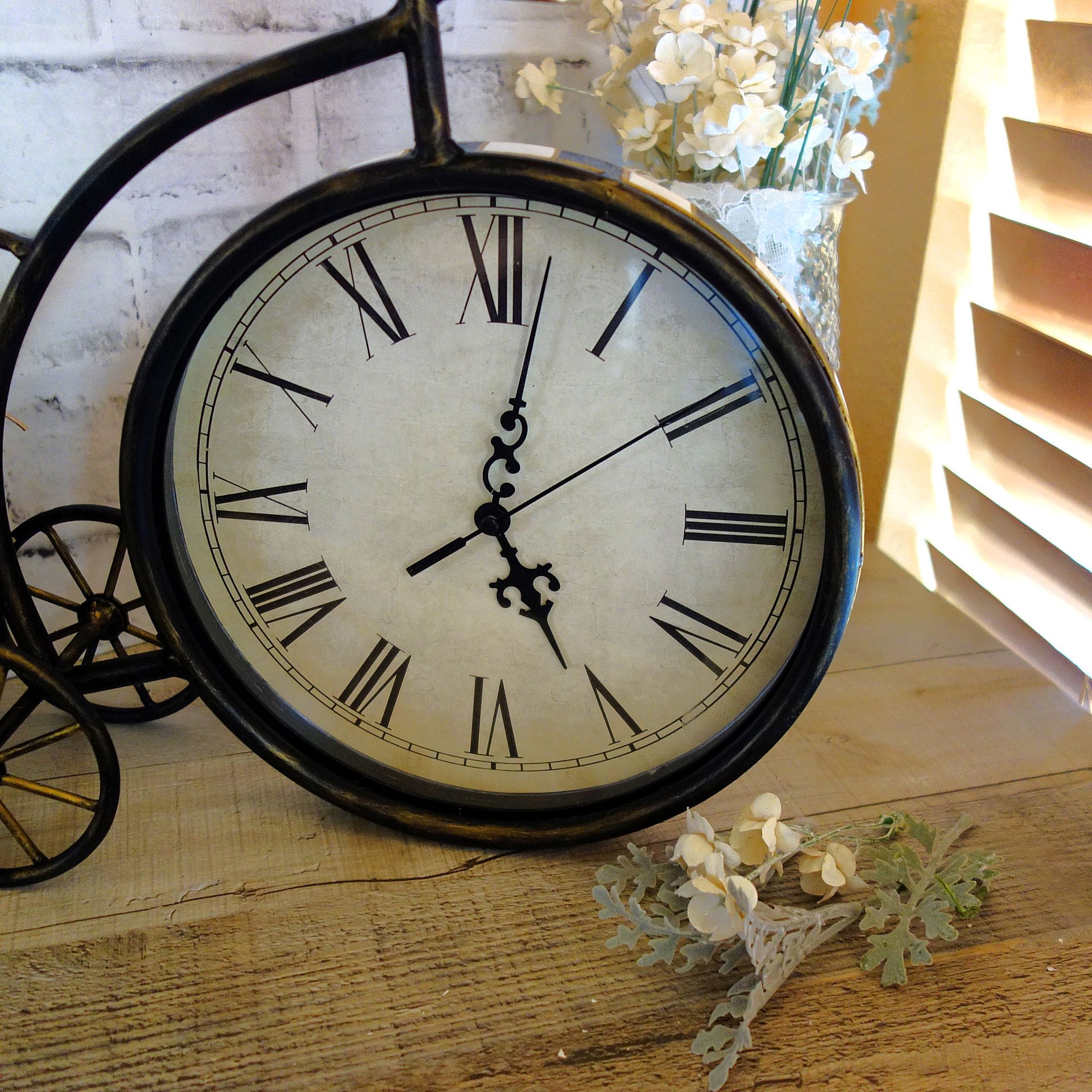 Courtly Clock Black And White Checked Large Mantle Clock Hand Painted Whimsy Decor 2 