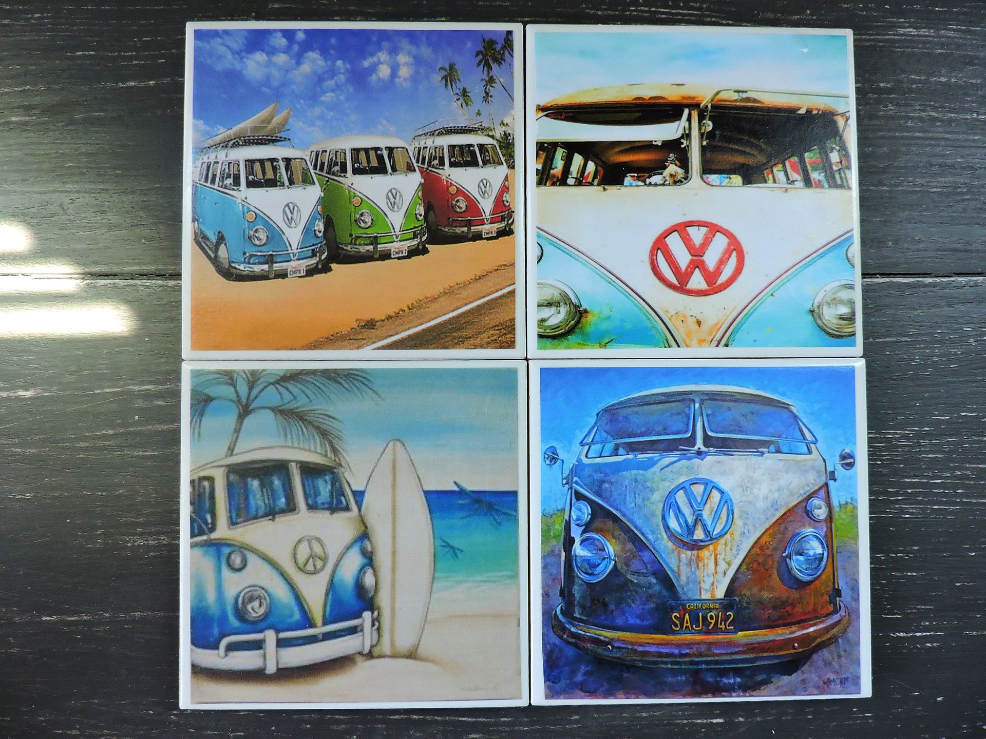 Vw Bus Beach Theme Ceramic Coasters 5 