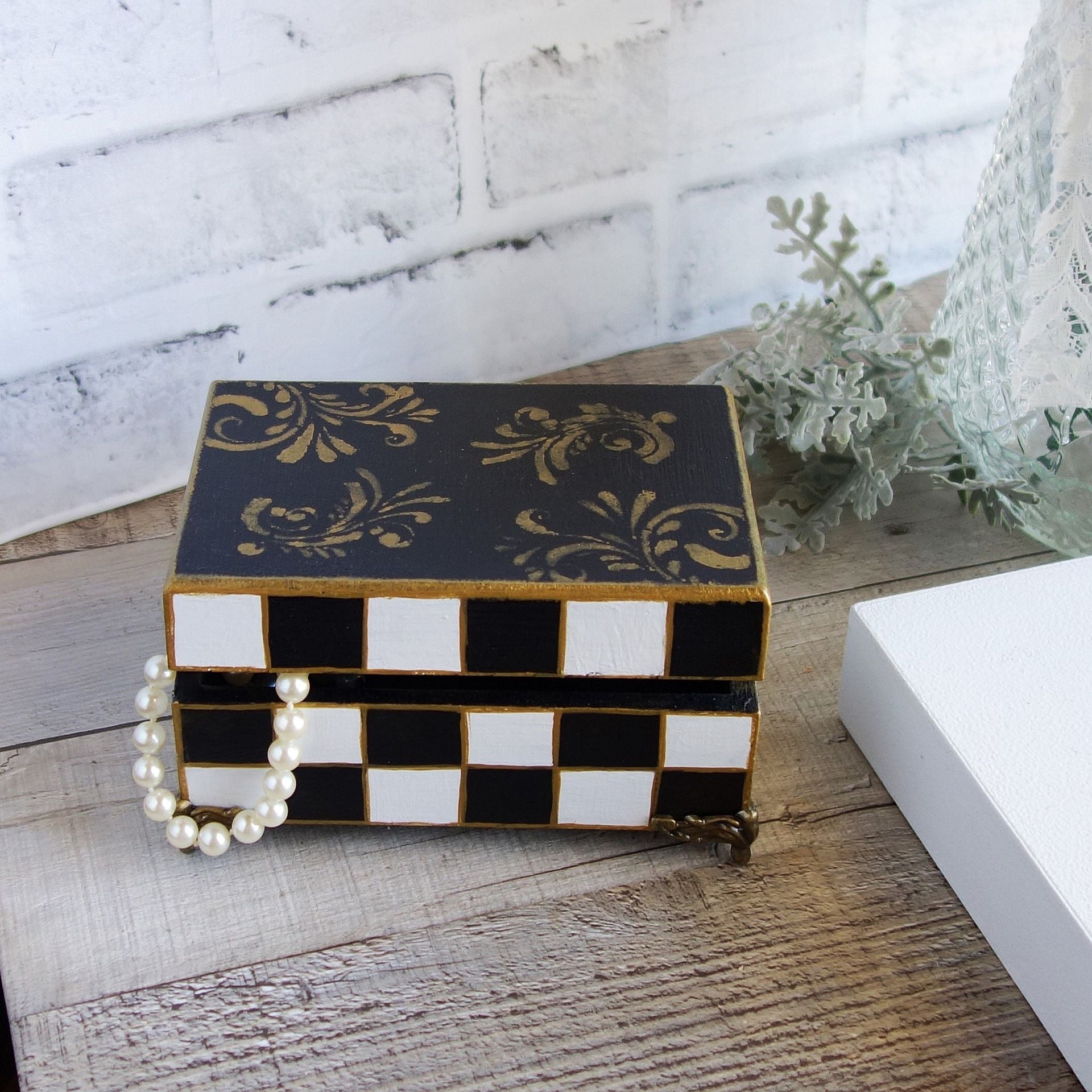 Black And White Checks Jewelry Box Checked Gift Box 4 