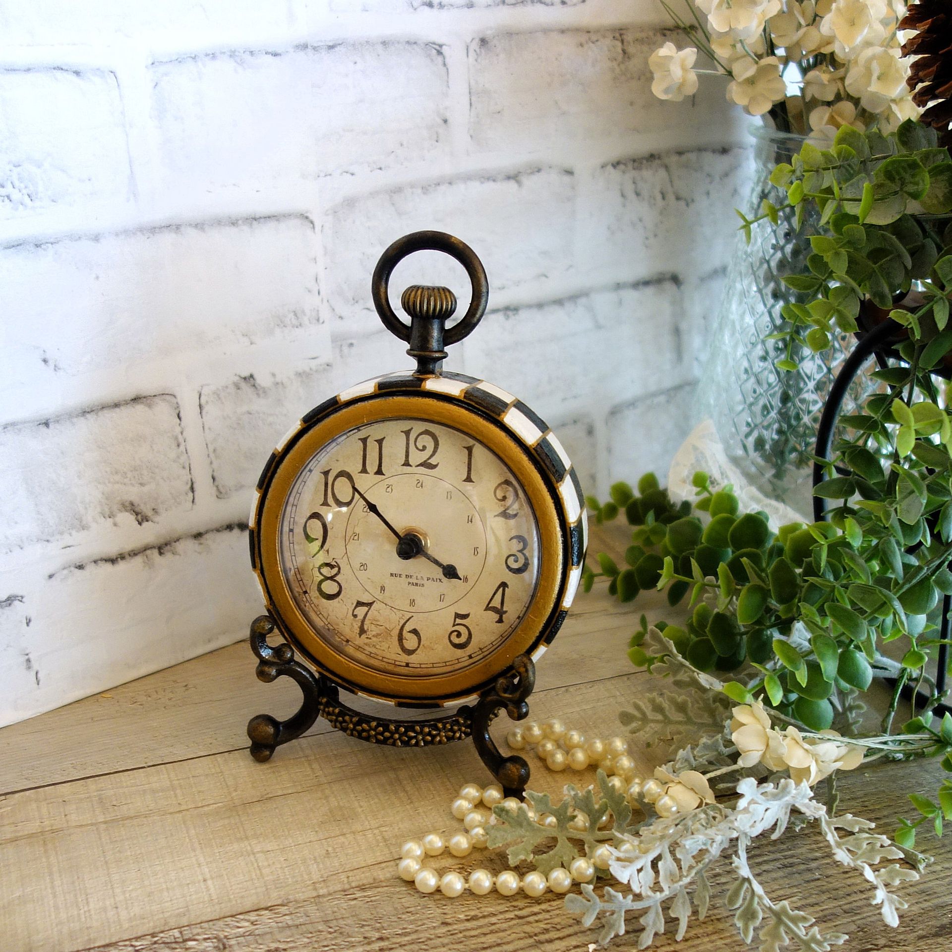 Courtly Clock Checked Clock Hand Painted Black And White Checks Clock 6 