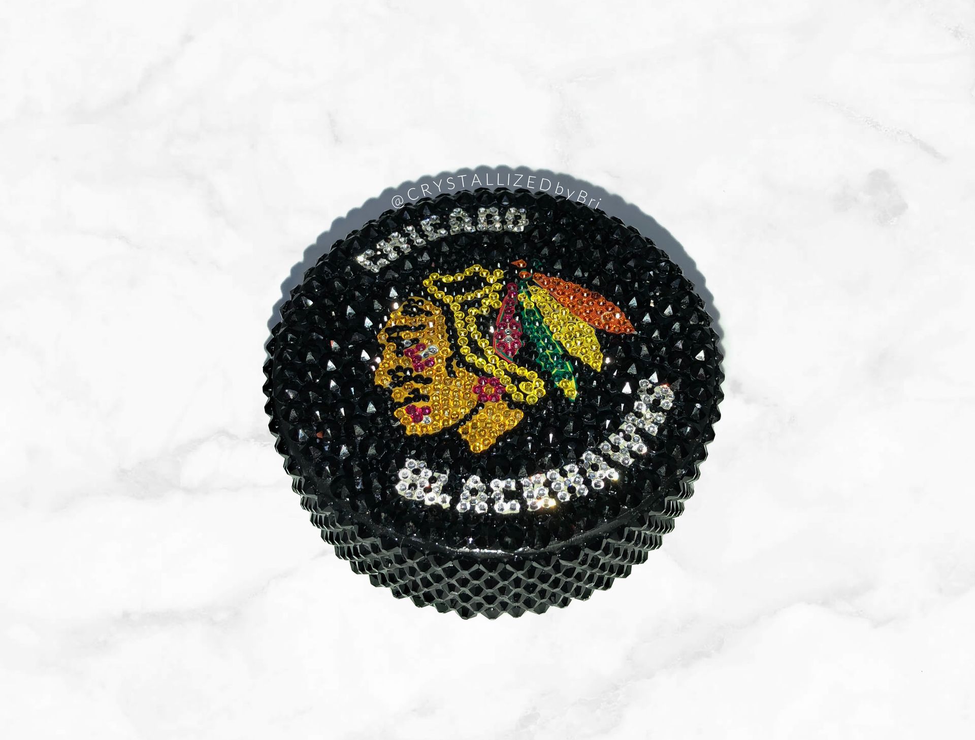 Any Team Crystallized Hockey Puck Nhl Sports Game Size Bling European Crystals Bedazzled Blackhawks 2