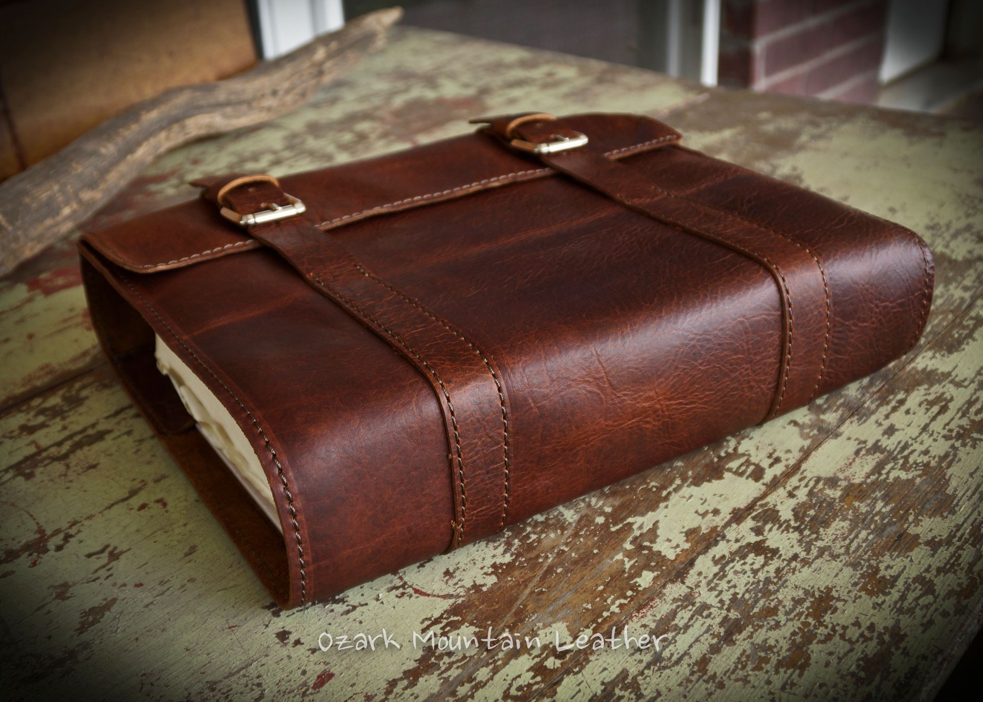 Custom Bison Leather Book Cover Or Bible Cover Made to fit your book or Bible Personalized 5
