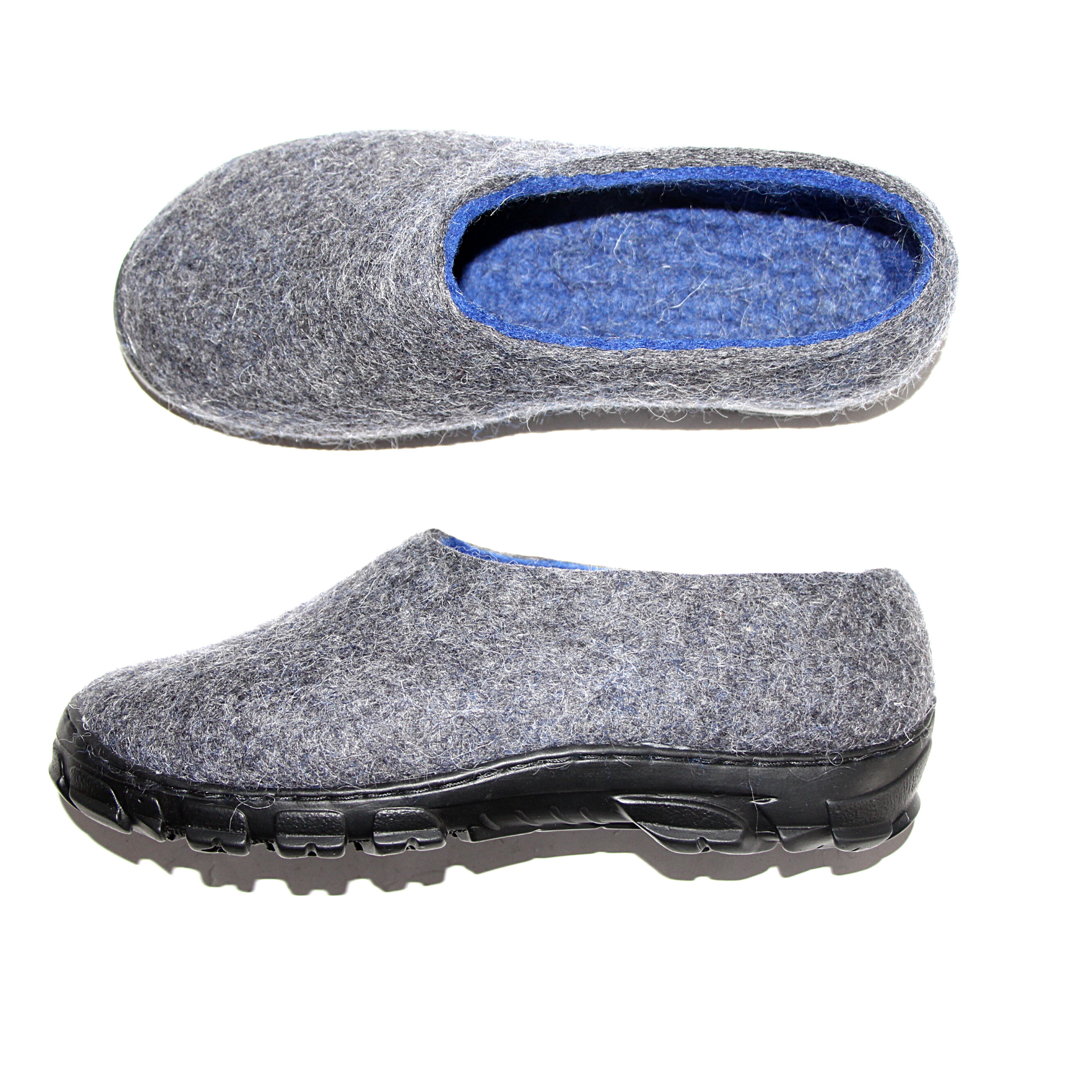 Natural Wool Felt Shoes For Men Gray Blue