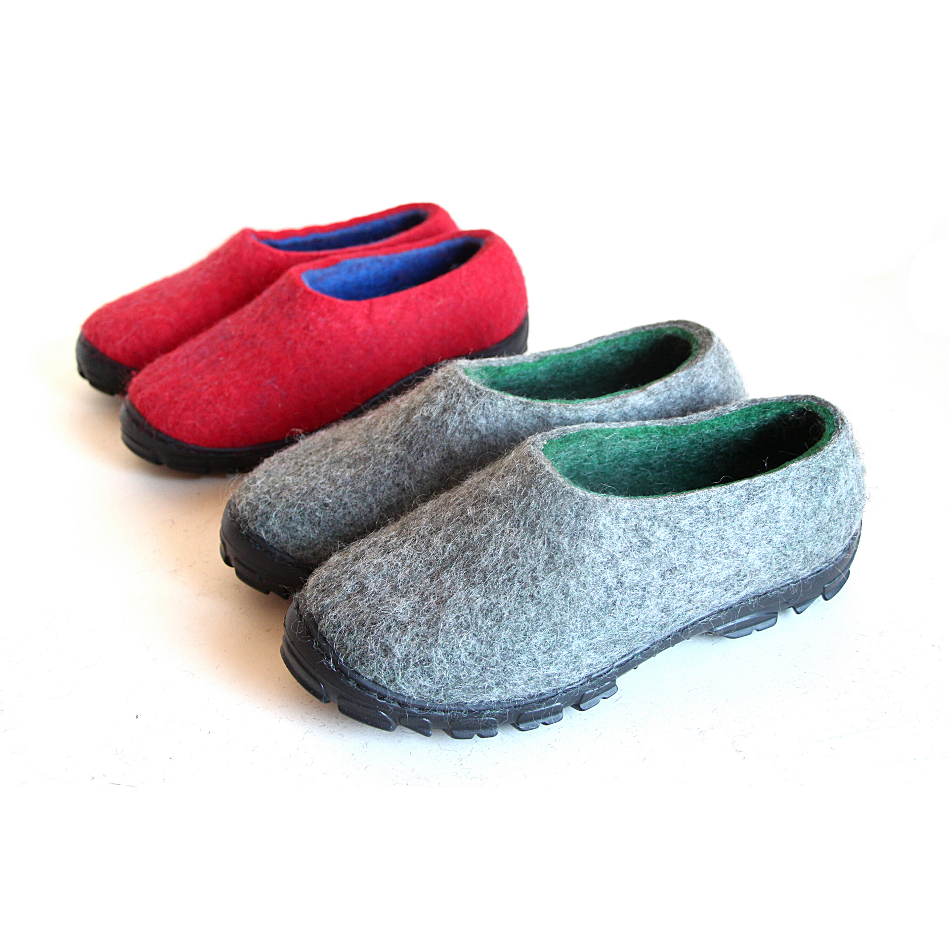 Mens Slip On Felted Shoes Gray Greenery 4