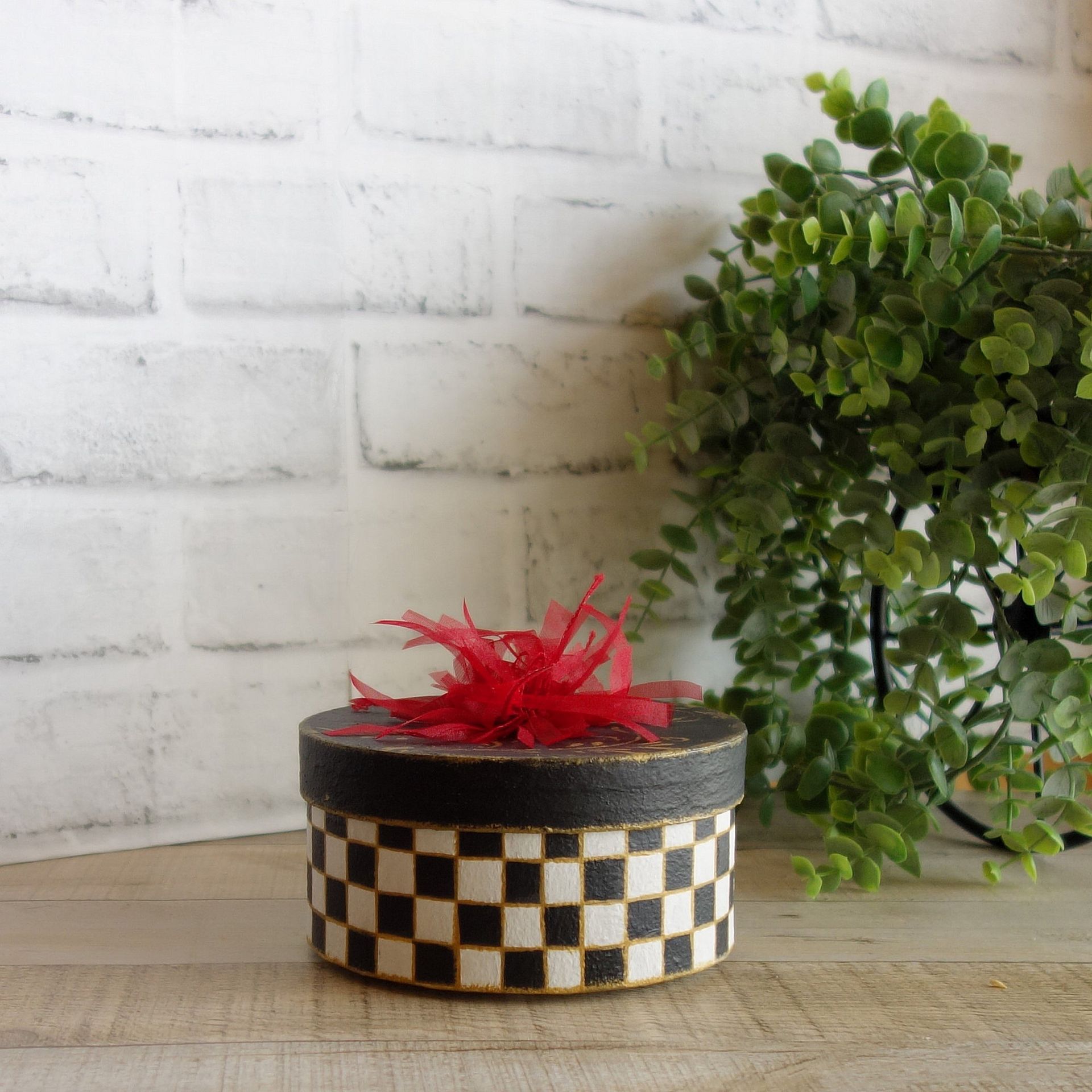 Elegant Check Gift Box Small Decorative Hat Box Whimsy Decor 6 