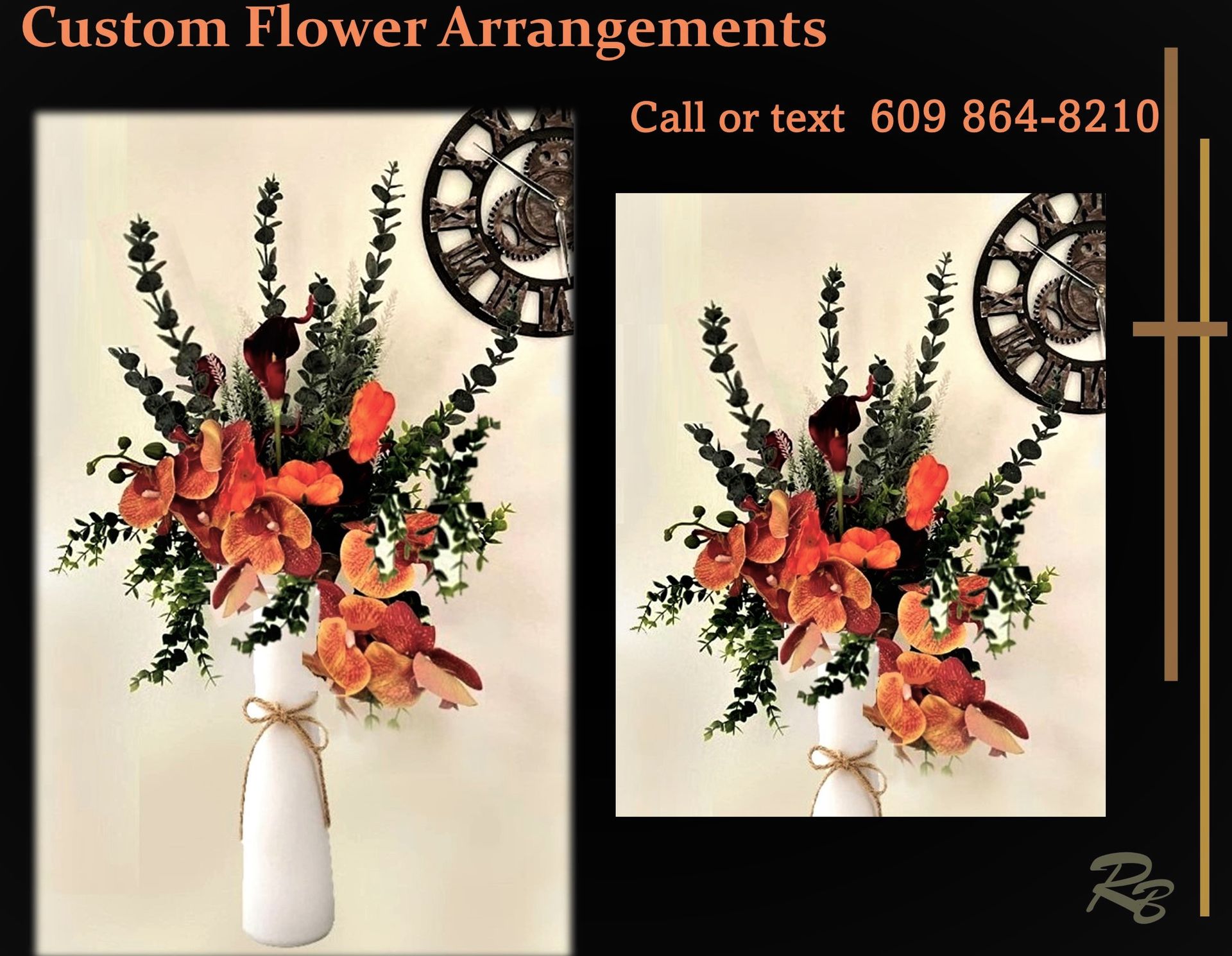 Flower Arrangements, Silk, Tall, Vase, Silk Flower Arrangements, Mantel Decor, Centerpiece