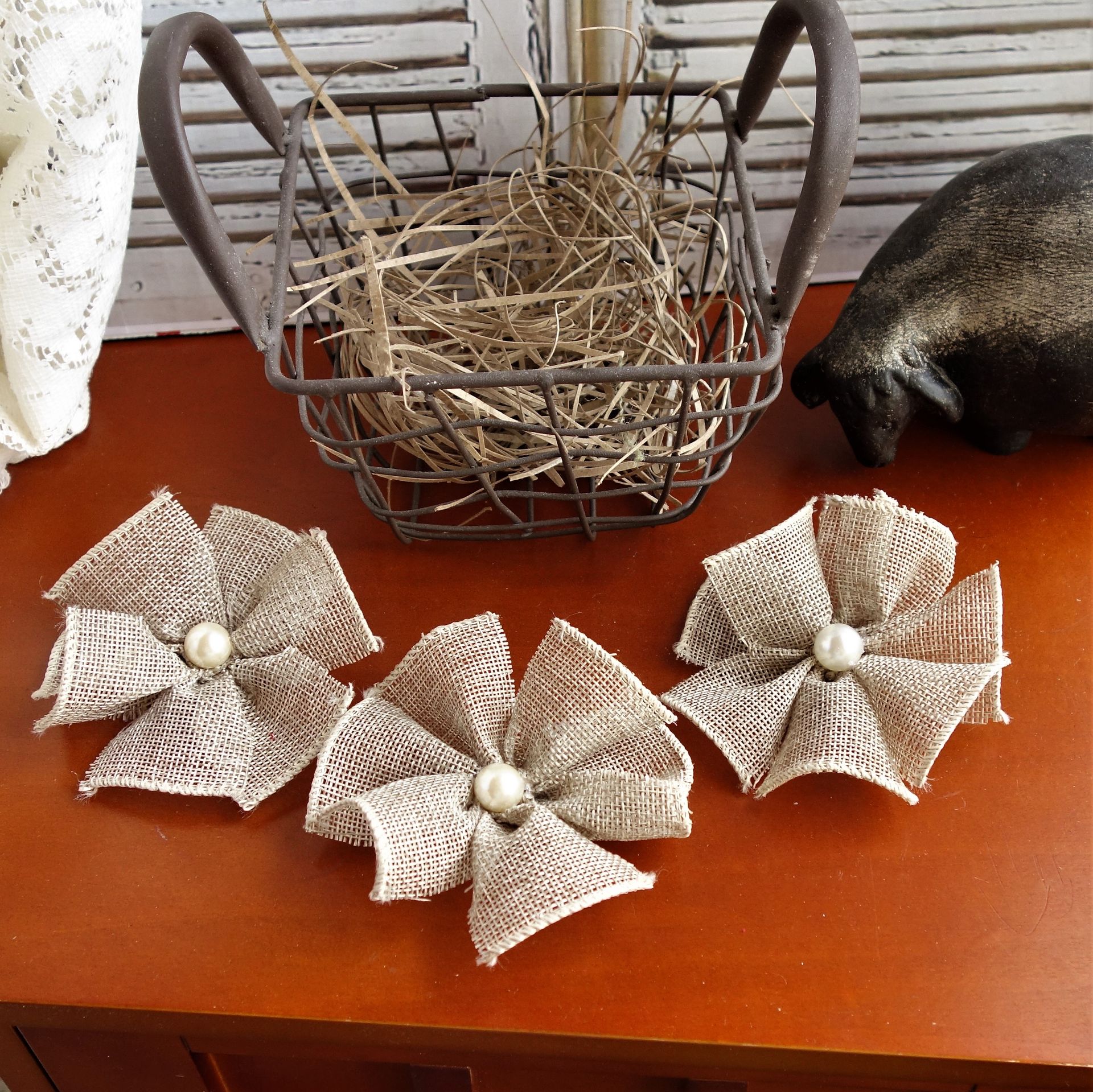 Flowers Farmhouse Flower Accents Burlap Neutral Home Decor Diy Magnets, Accents 3 