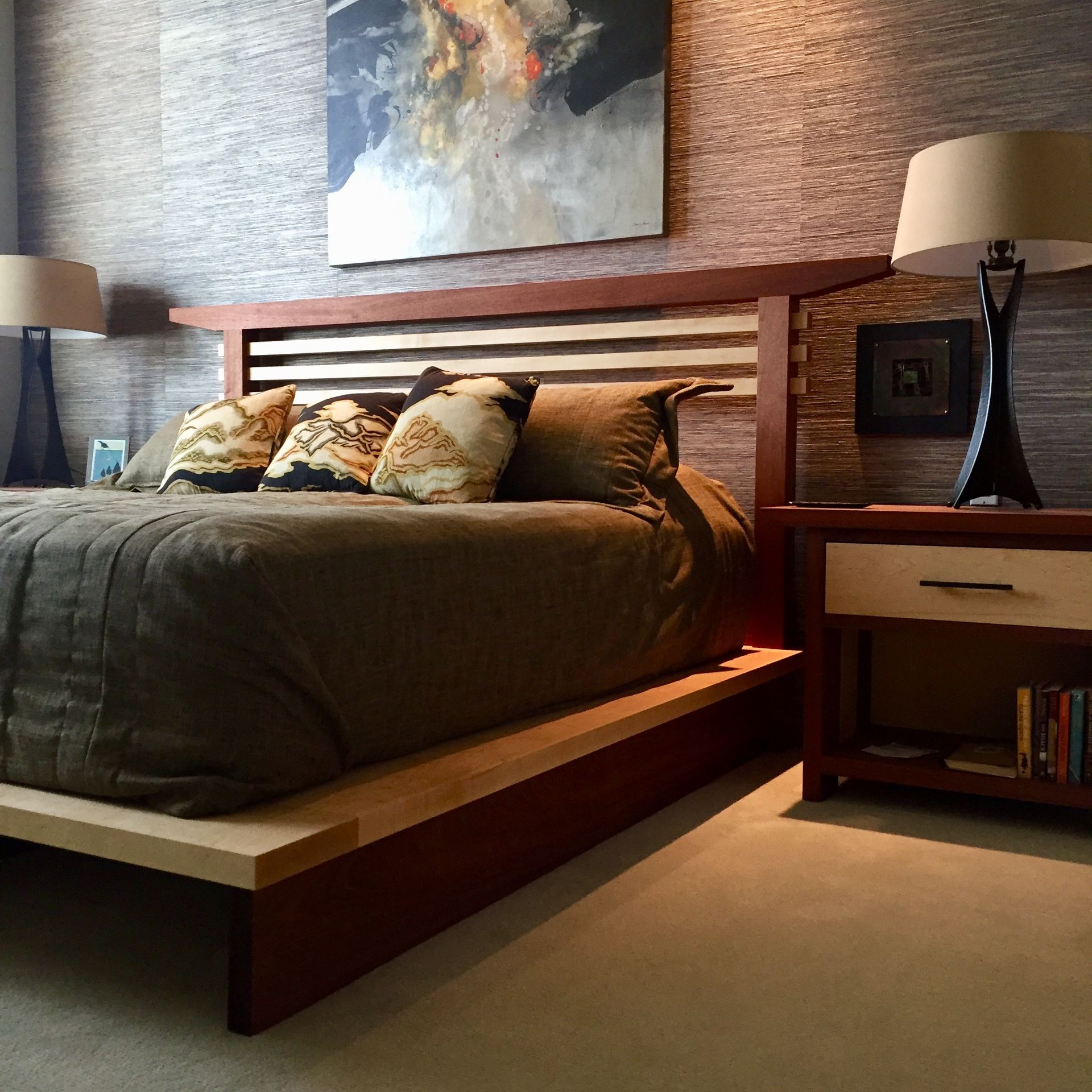 Sapele And Maple Art Deco Bedroom Set 2 