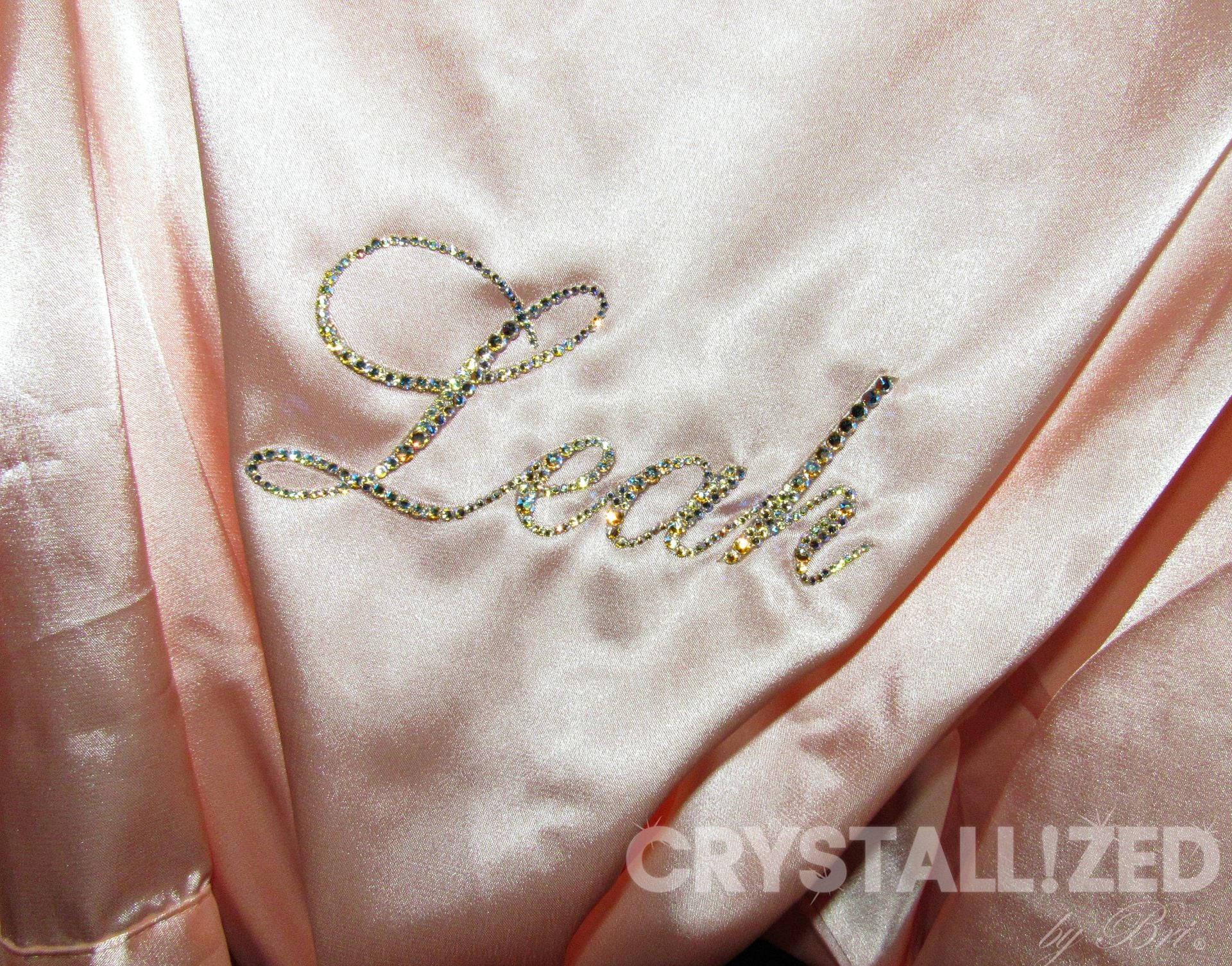 Personalized Flower Girl Crystallized Satin Kids Robe Kimono Genuine European Crystals Bedazzled 2 