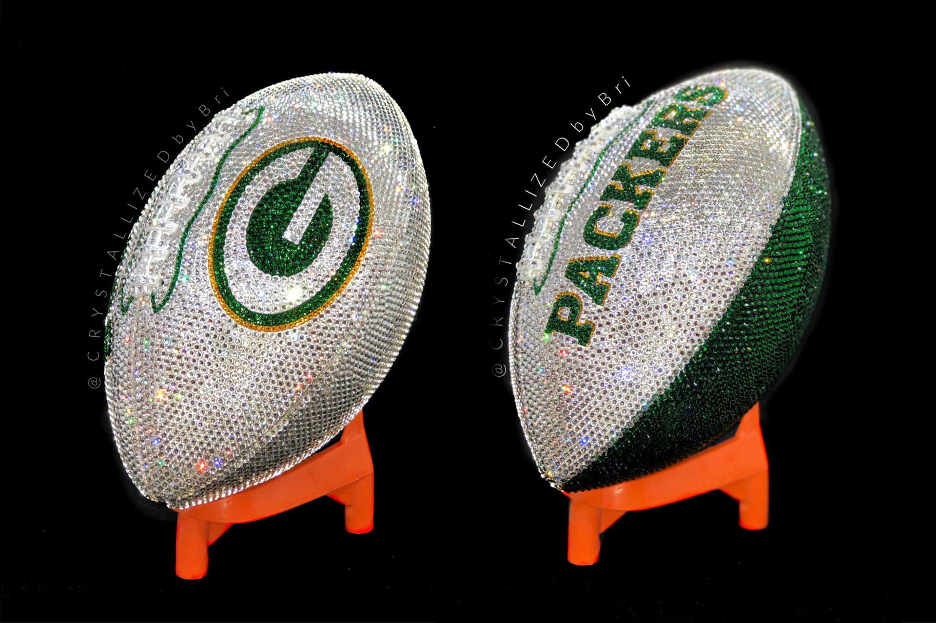 Green Bay Packers Crystallized Football Full Game Size Nfl Bling Genuine European Crystals Bedazzled 2 