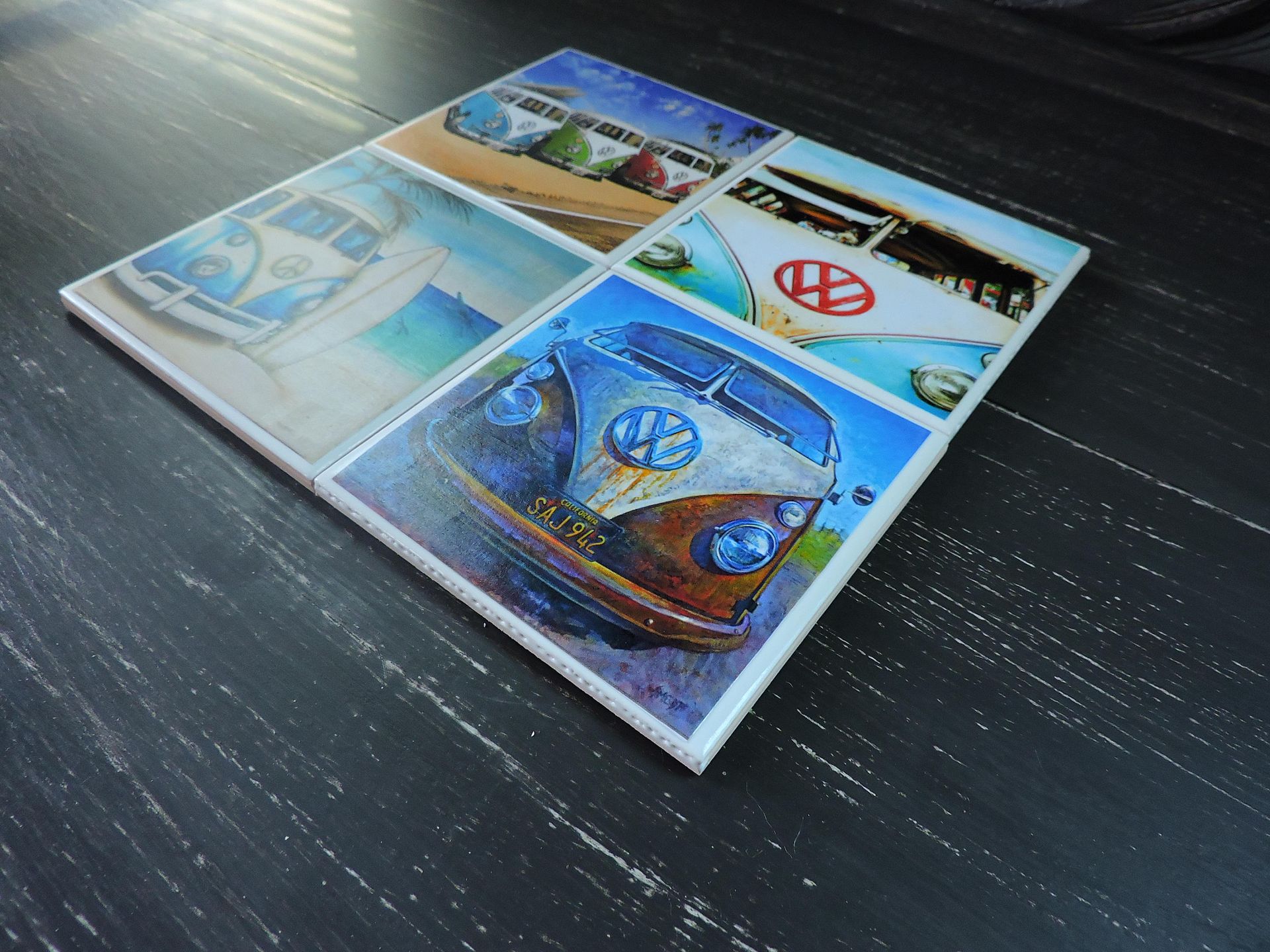 Vw Bus Beach Theme Ceramic Coasters 4 